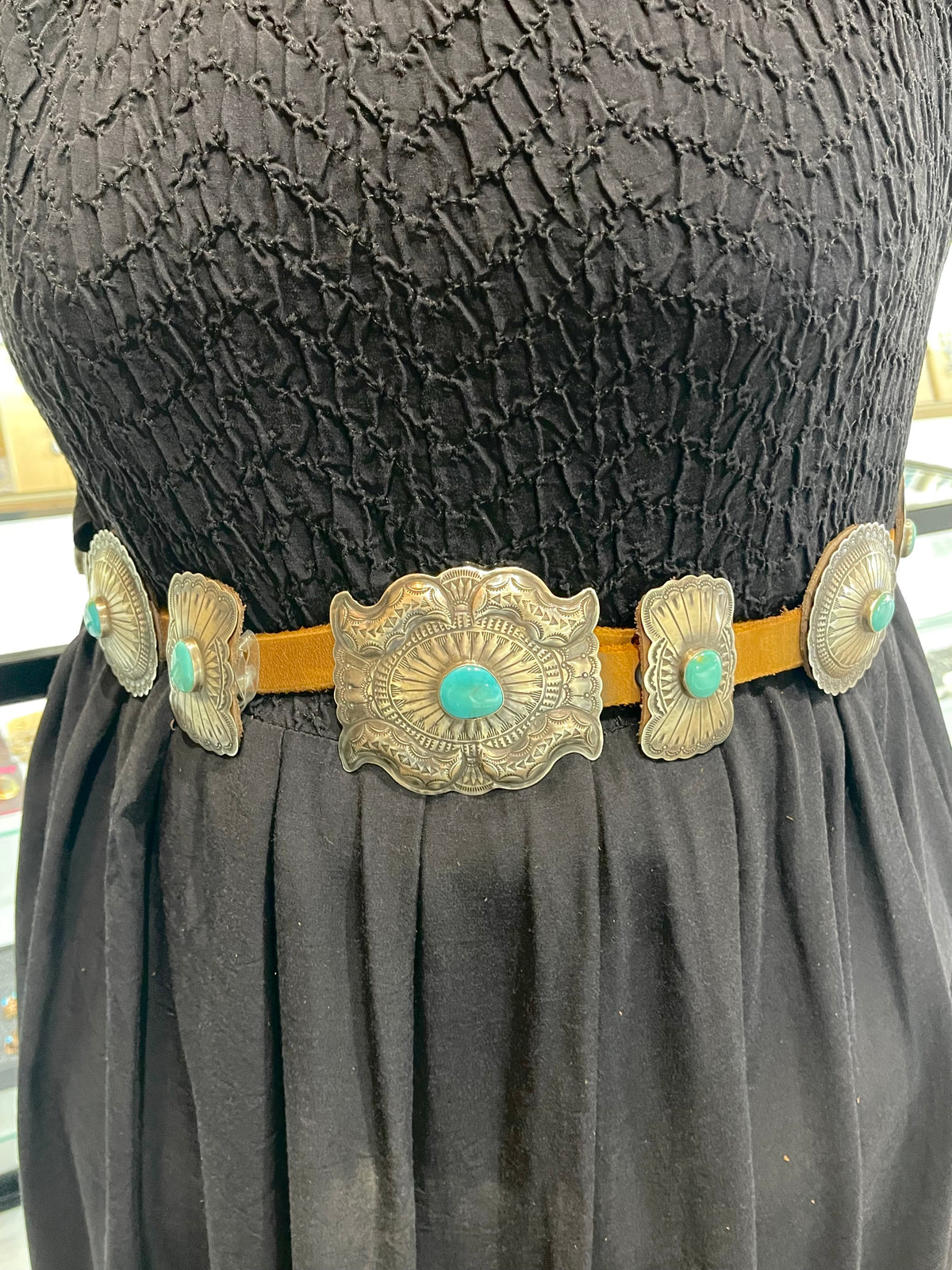 50" Concho with Turquoise Belt by Daniel Martinez, Navajo