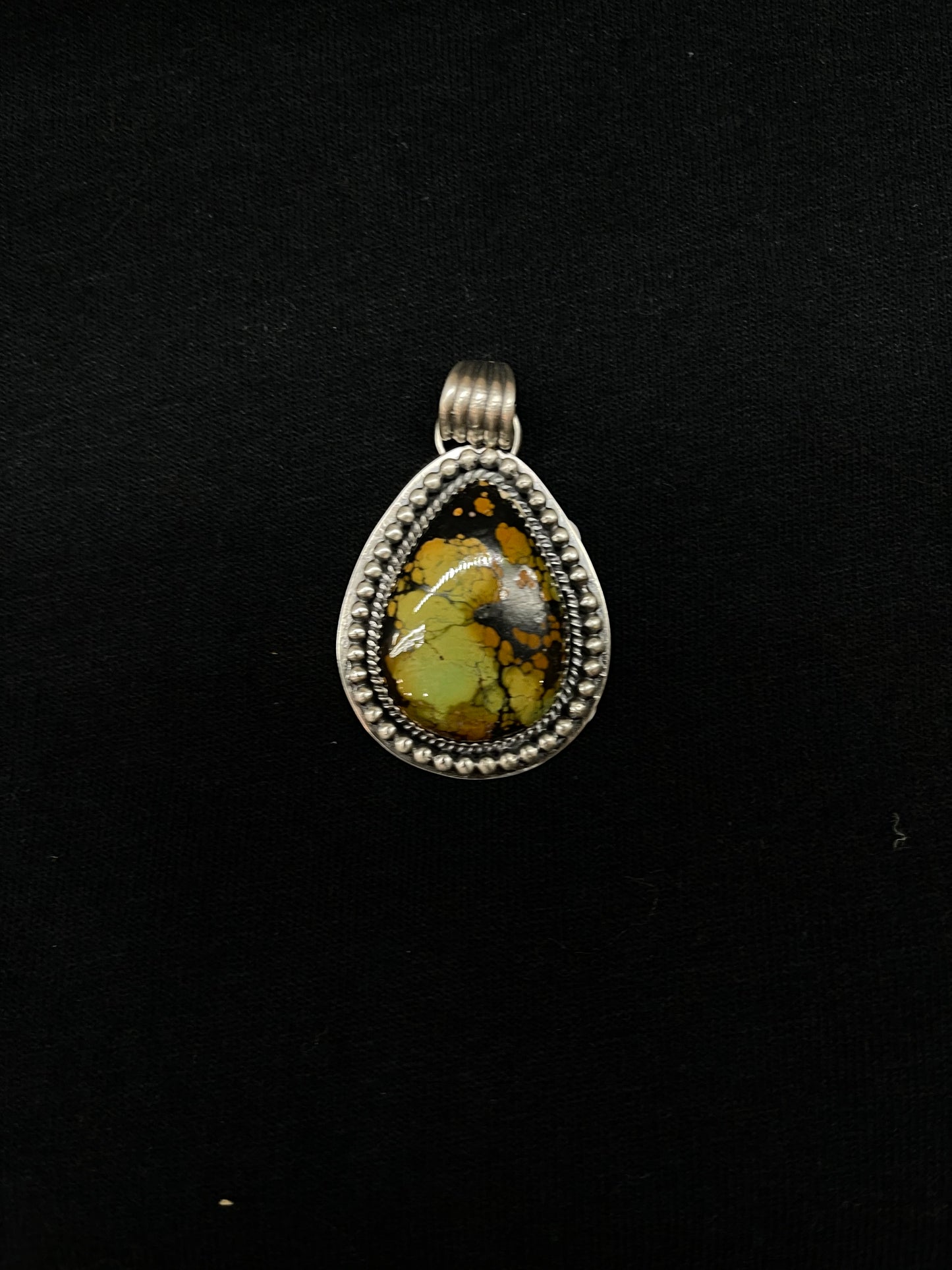 Mantis Turquoise Teardrop Pendant with a 7.2mm Bale by Kevin Begay, Navajo