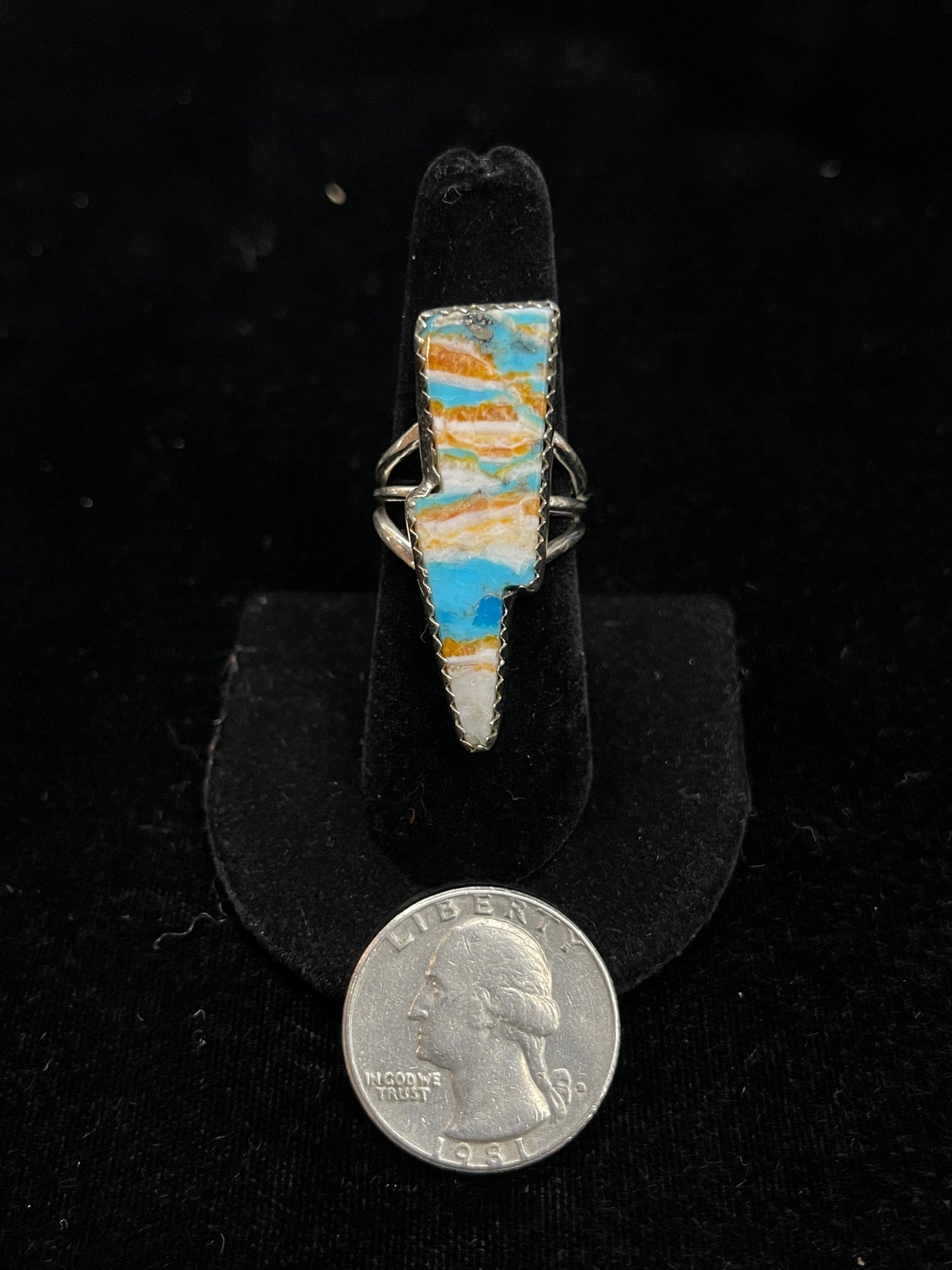 7.0 Spiny Turquoise Lighting Bolt Ring