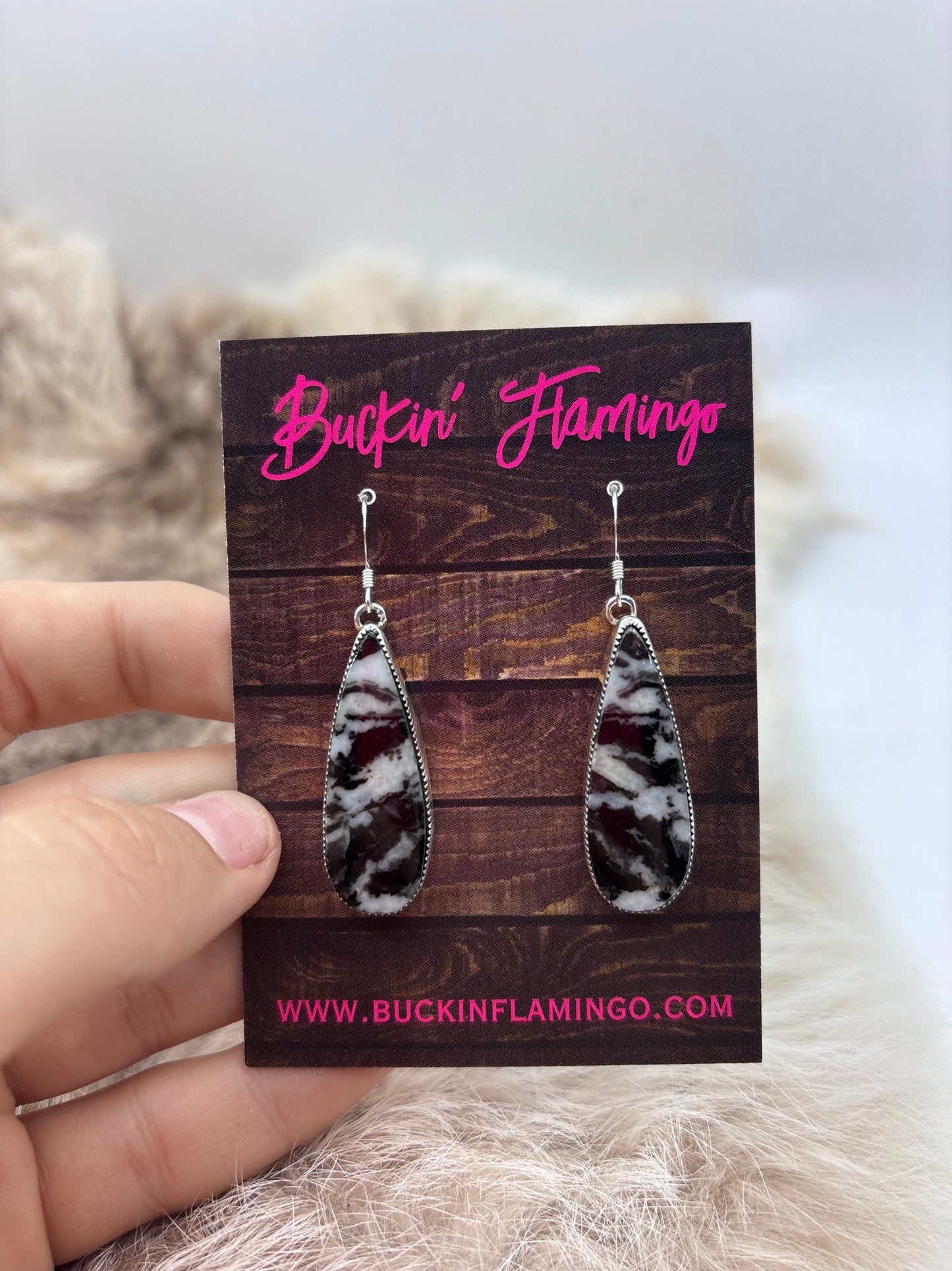 Zebra Jasper Dangle Earrings by Joelias Draper, Navajo