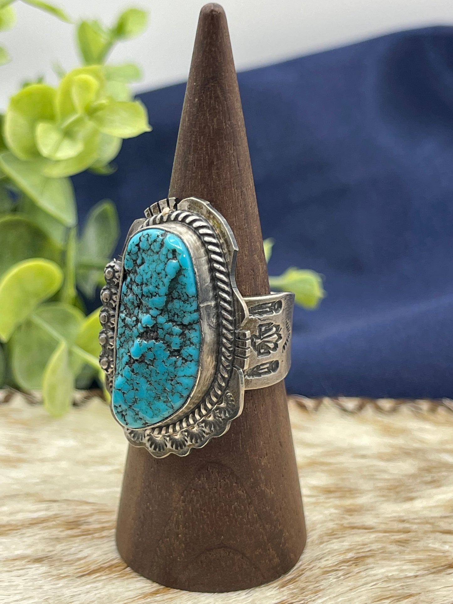 10.0 Turquoise Ring by John Nelson, Navajo