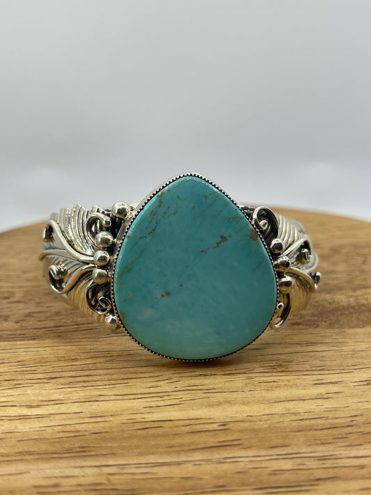 Turquoise Cuff by Loretta Delgarito, Navajo