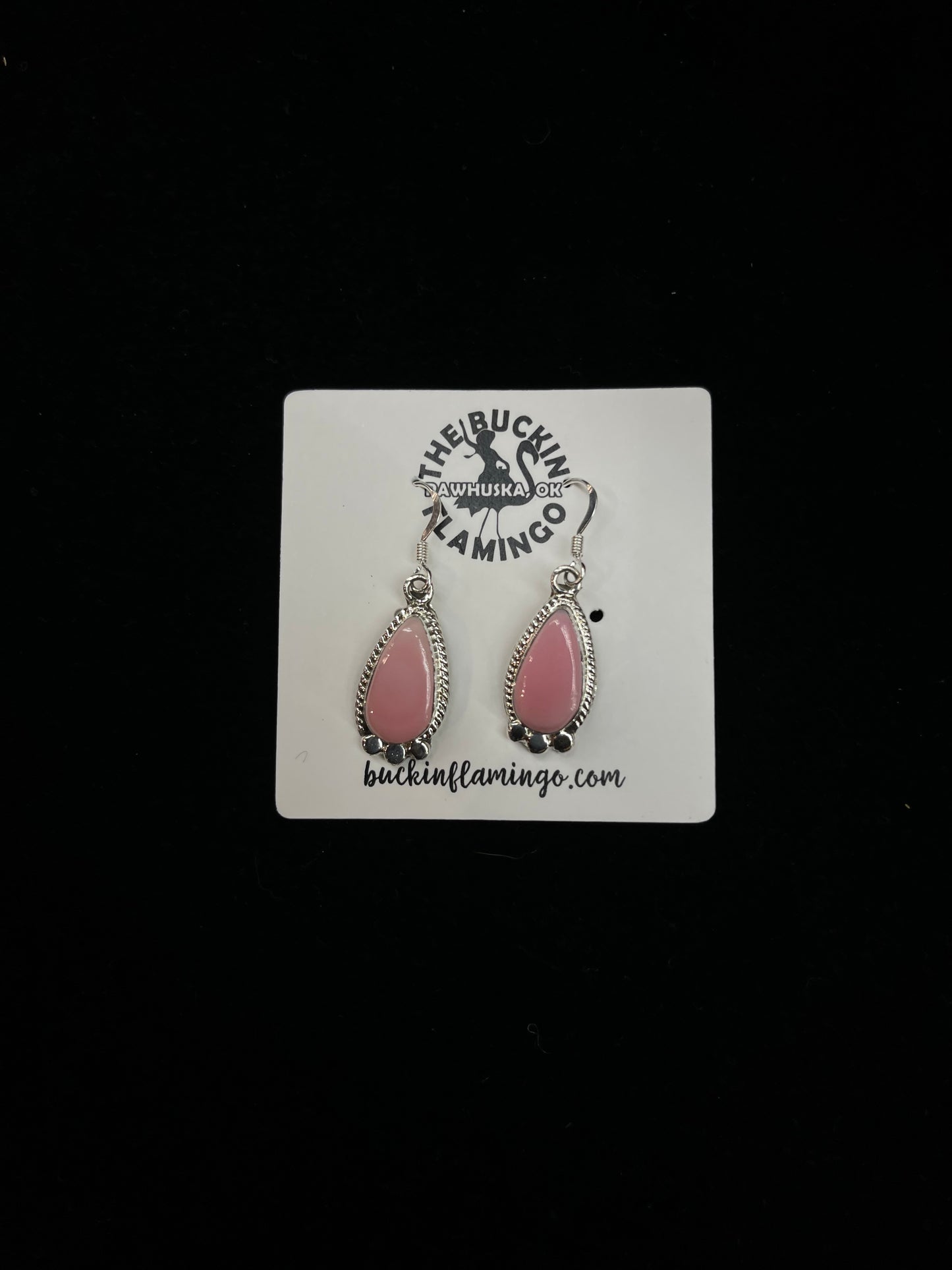 Pink Conch Shell Teardrop Dangle Earrings by Sharon Macarthy, Navajo