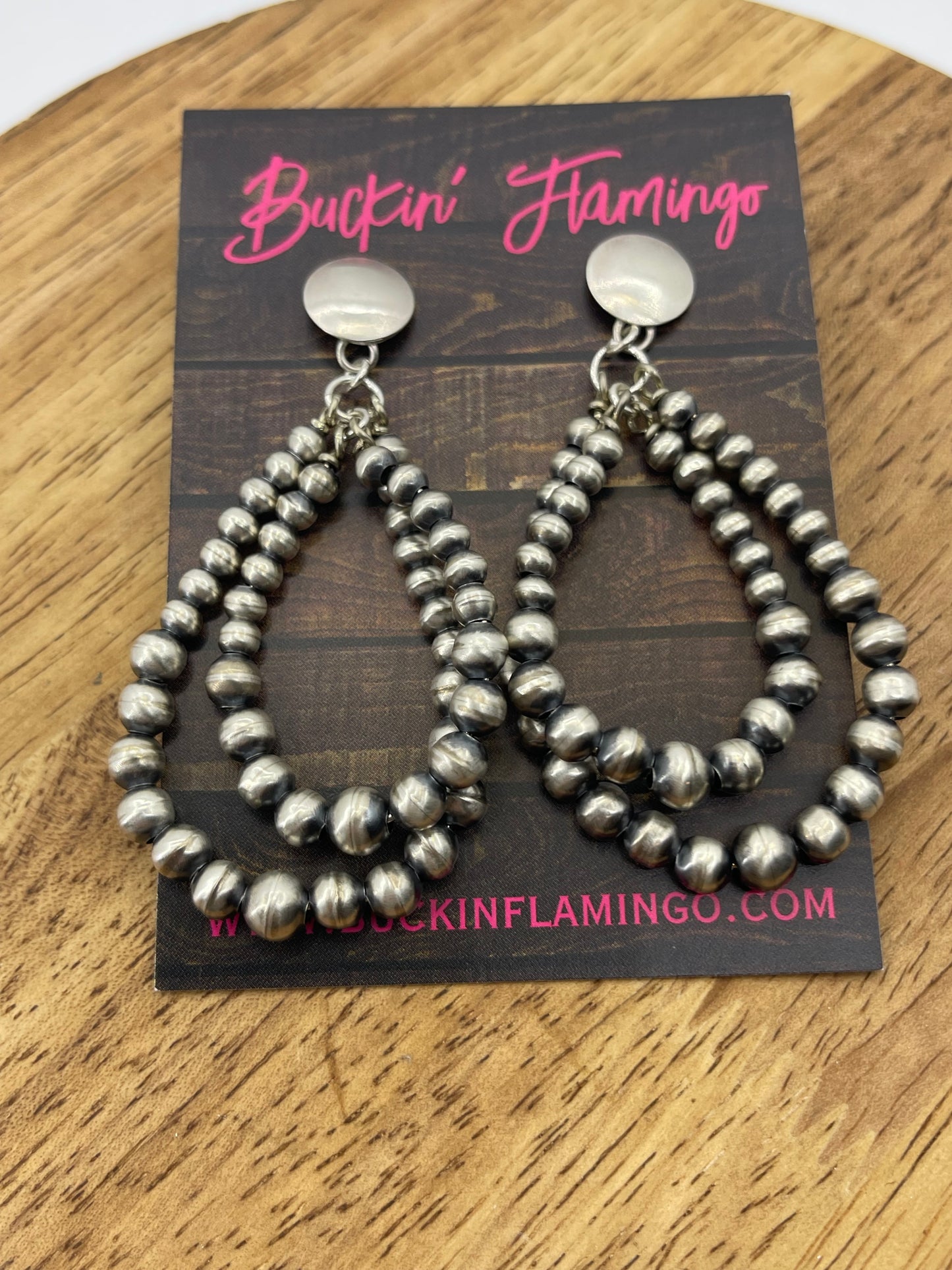 Double Teardrop Navajo Pearl Post Earrings by Amanda Larry, Navajo