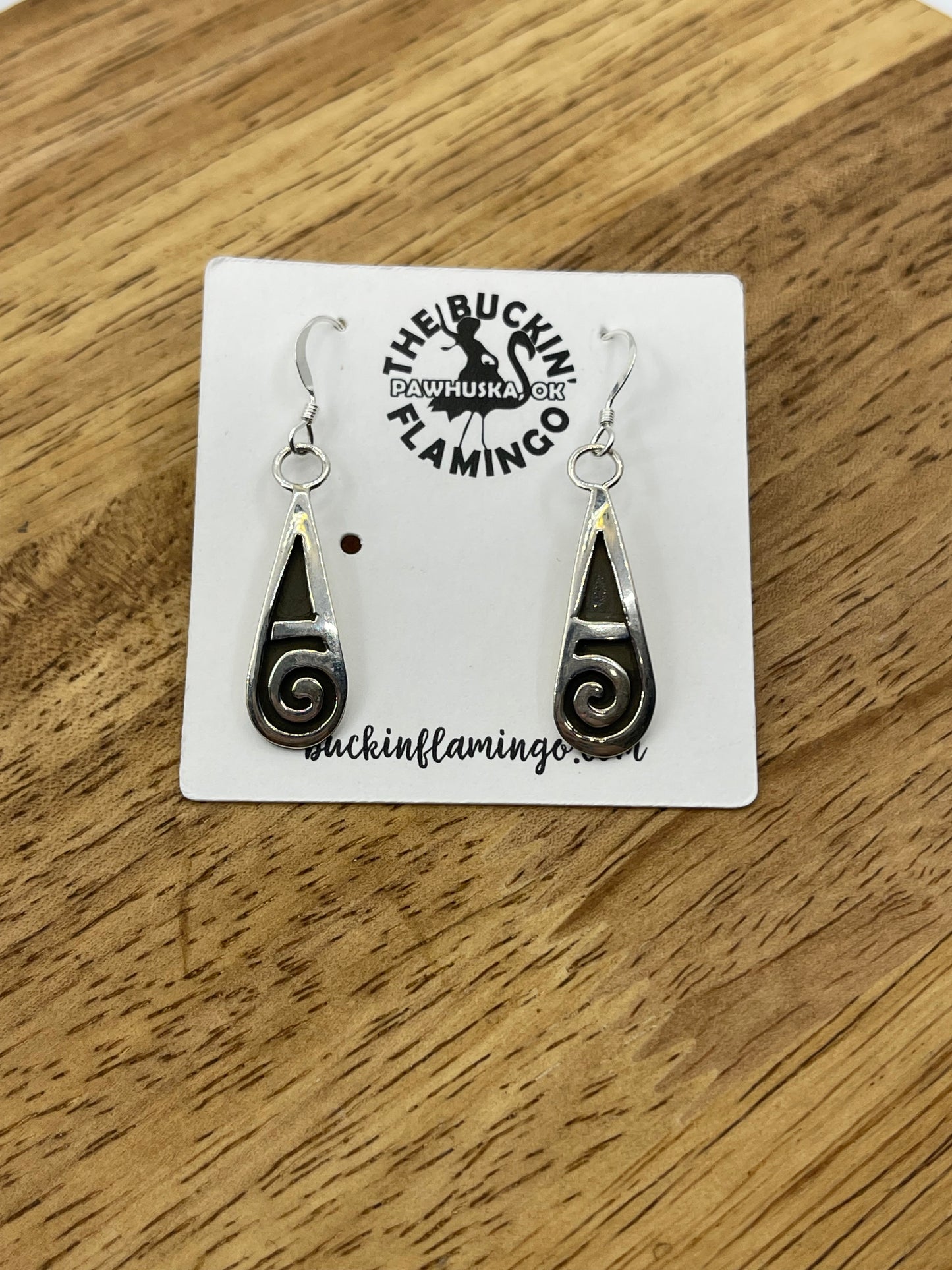 Silver Teardrop Dangle Earrings by Sonny Gene Jr., Navajo