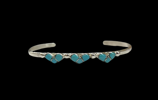 Sleeping Beauty Turquoise Heart Baby Bracelet by Karla Chavez, Navajo