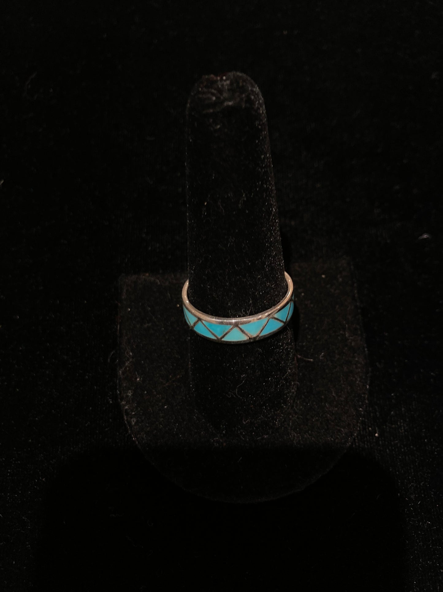 7.0 Inlay Sleeping Beauty Turquoise Band Ring by Joann Peina, Zuni