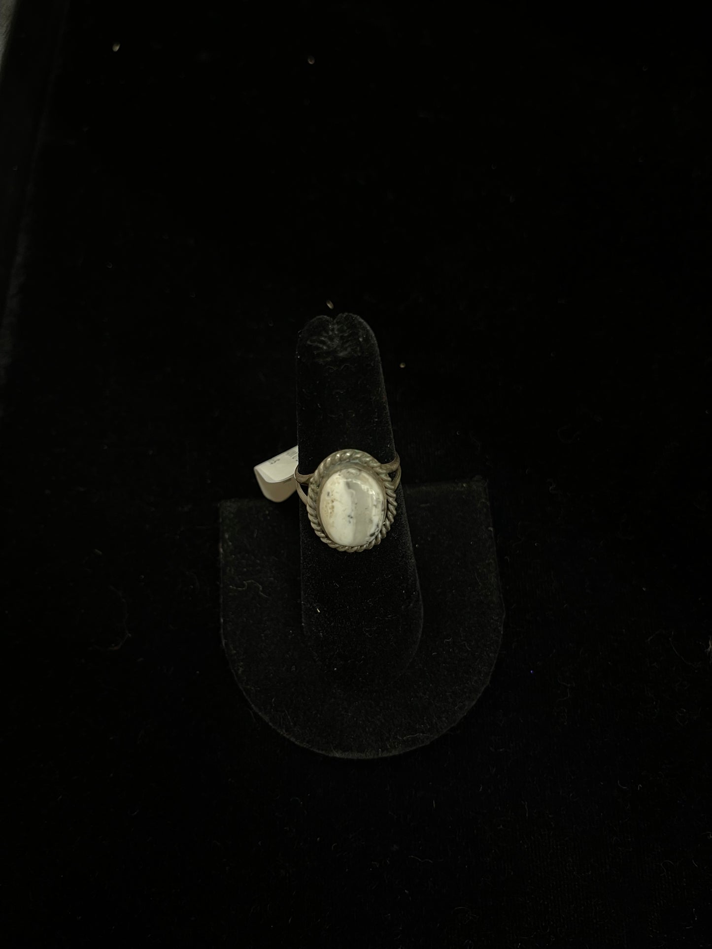 5.0 White Buffalo Oval Ring by Donovan Skeets, Navajo