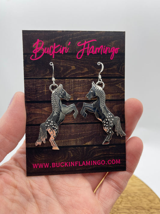 Appaloosa Horse Earrings by Louise Yazzie, Navajo