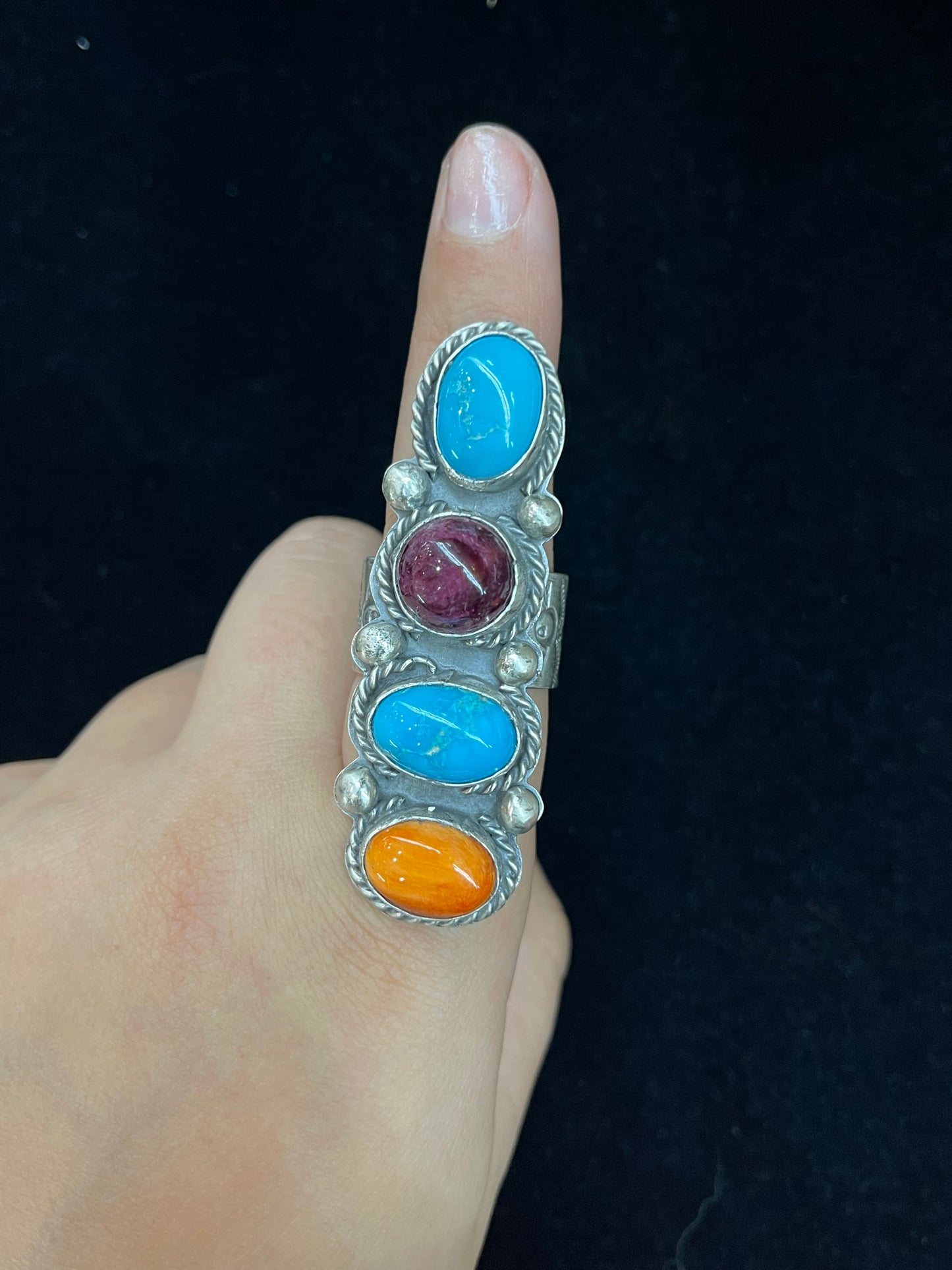 10.0 Multi 4 Stone Ring by Boyd J. Ashley, Navajo