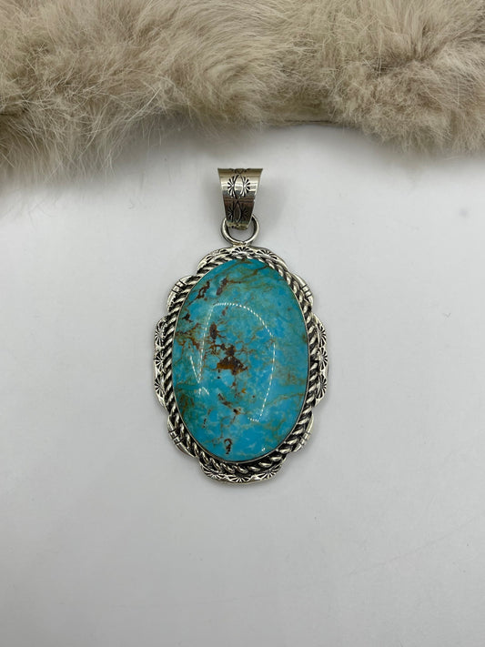 7.8mm Bail Kingman Turquoise Pendant by Gregg Yazzie, Navajo