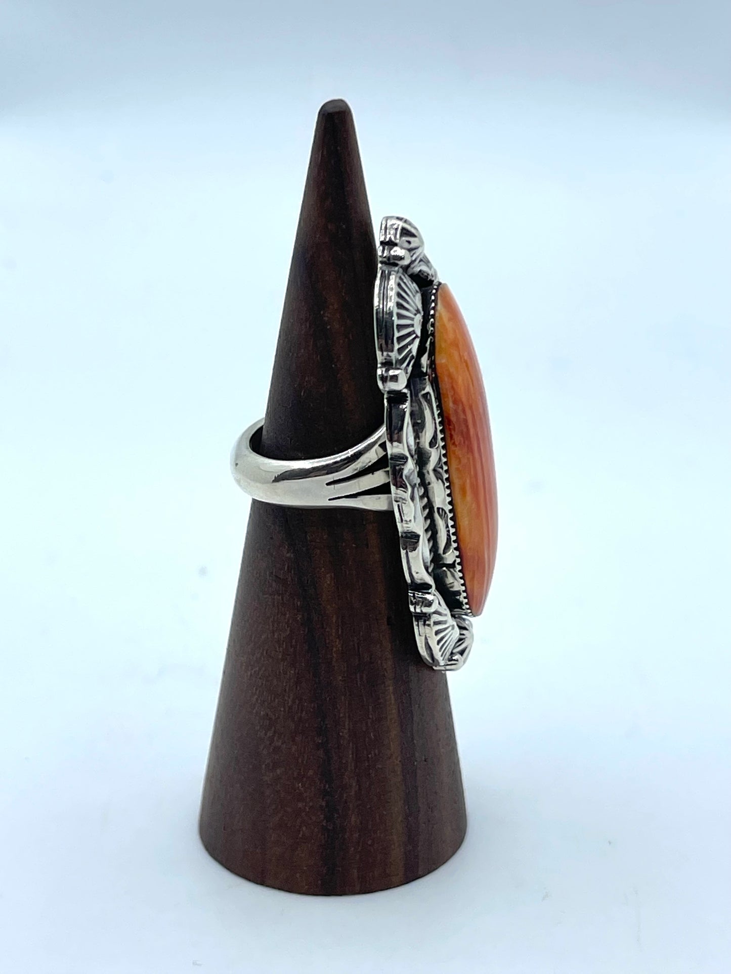 5.5 Orange Spiny Oyster Ring by Emerson Delgarito, Navajo