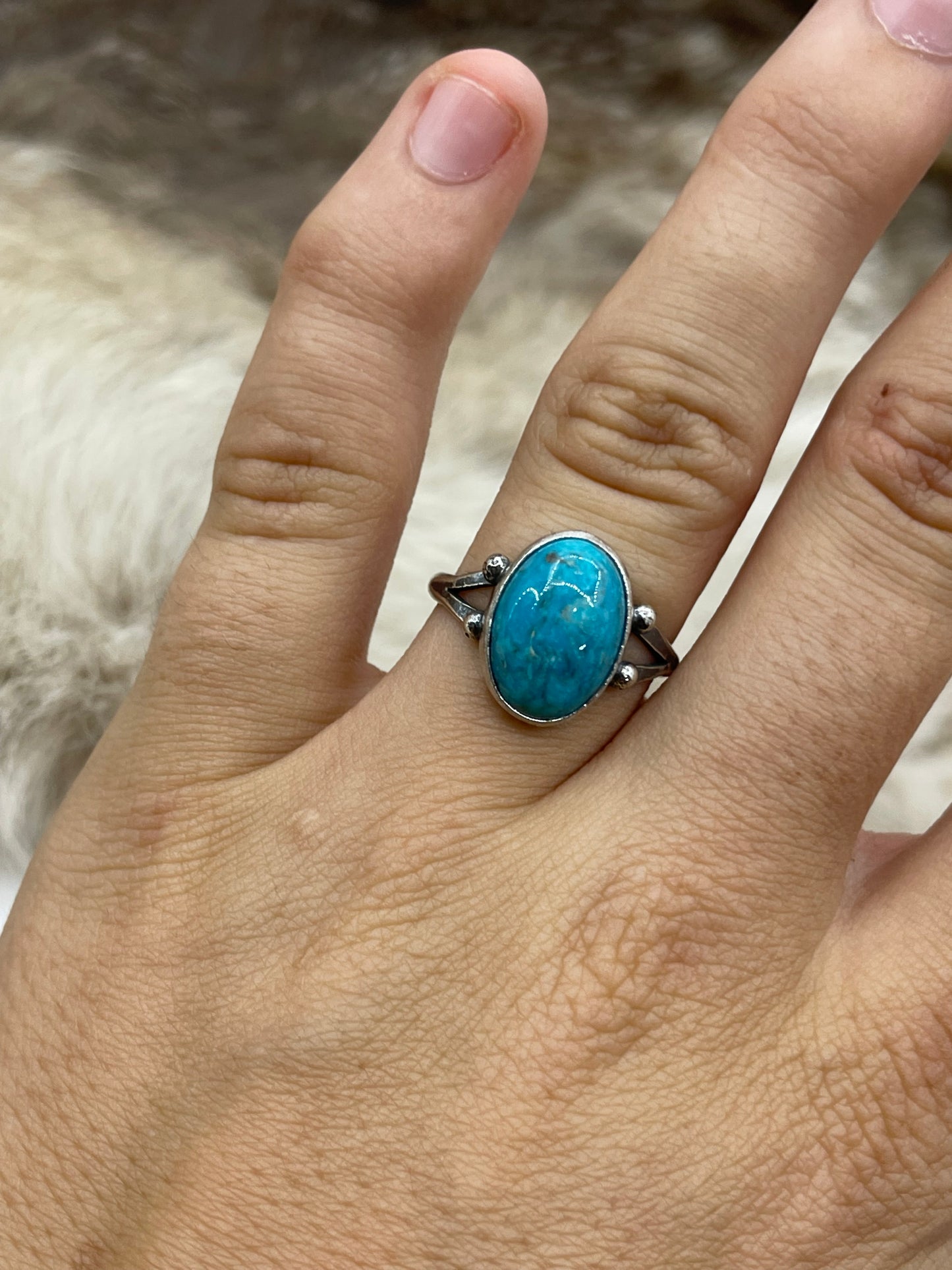 9.0 Kingman Turquoise Ring by Jerryson Henio, Navajo