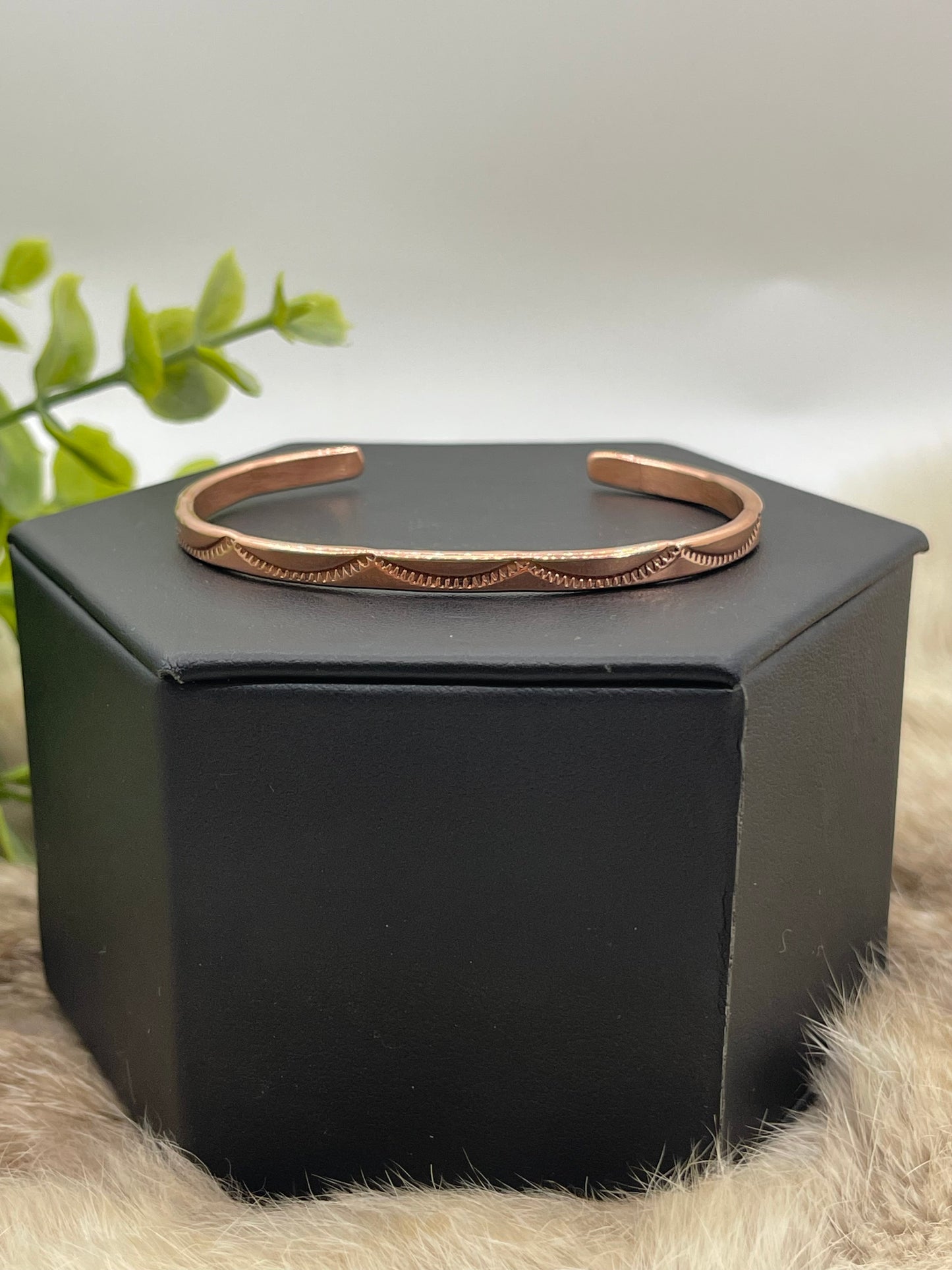 Copper Stamped Stacker Cuff By Elaine Tahe, Navajo