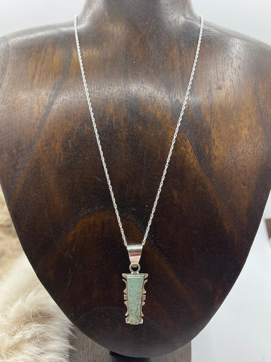 Inlay #8 Turquoise Pendant on 18" Chain by Steve Francisco, Navajo