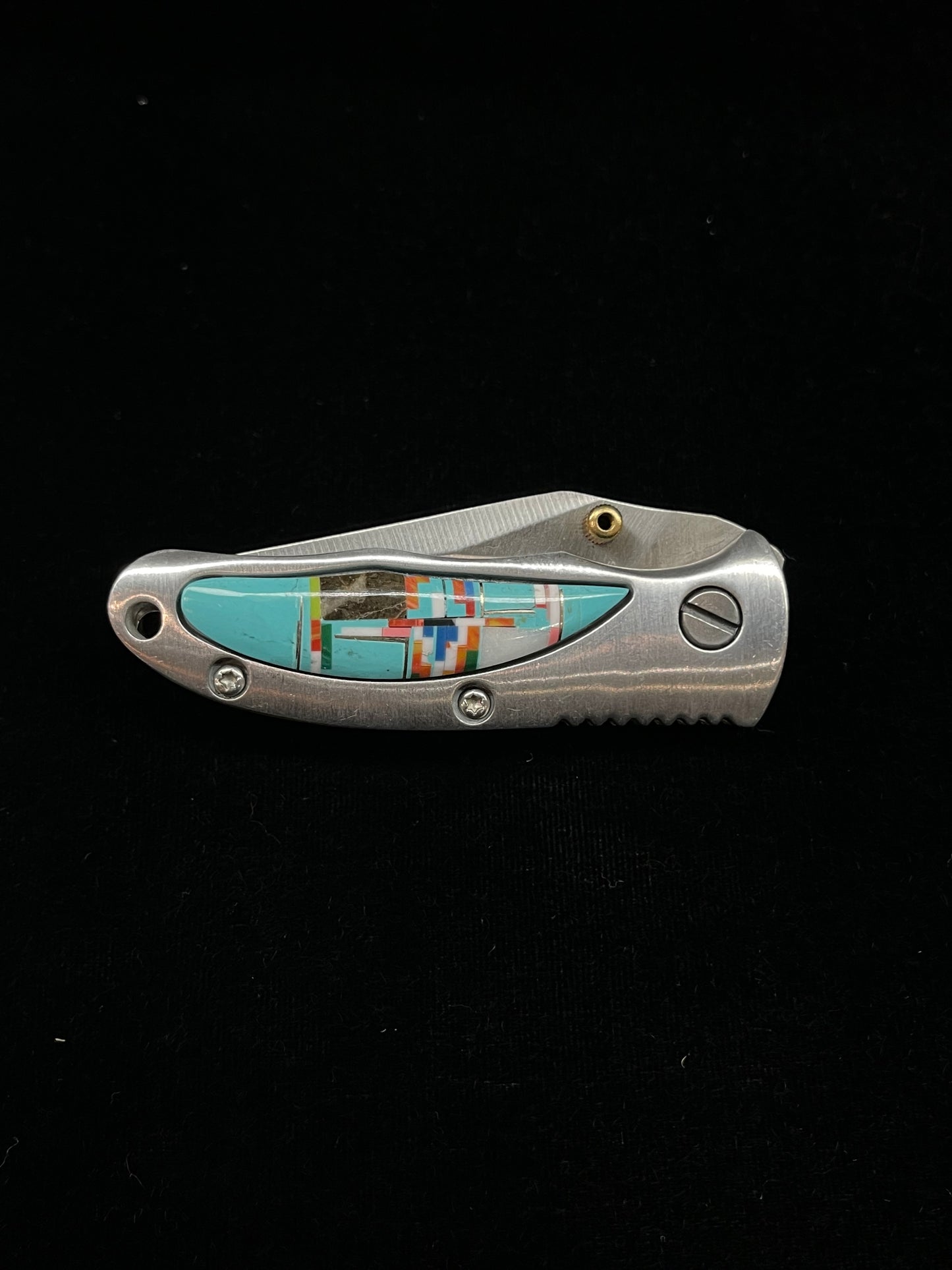 Inlaid Pocket Knife with Belt Clip