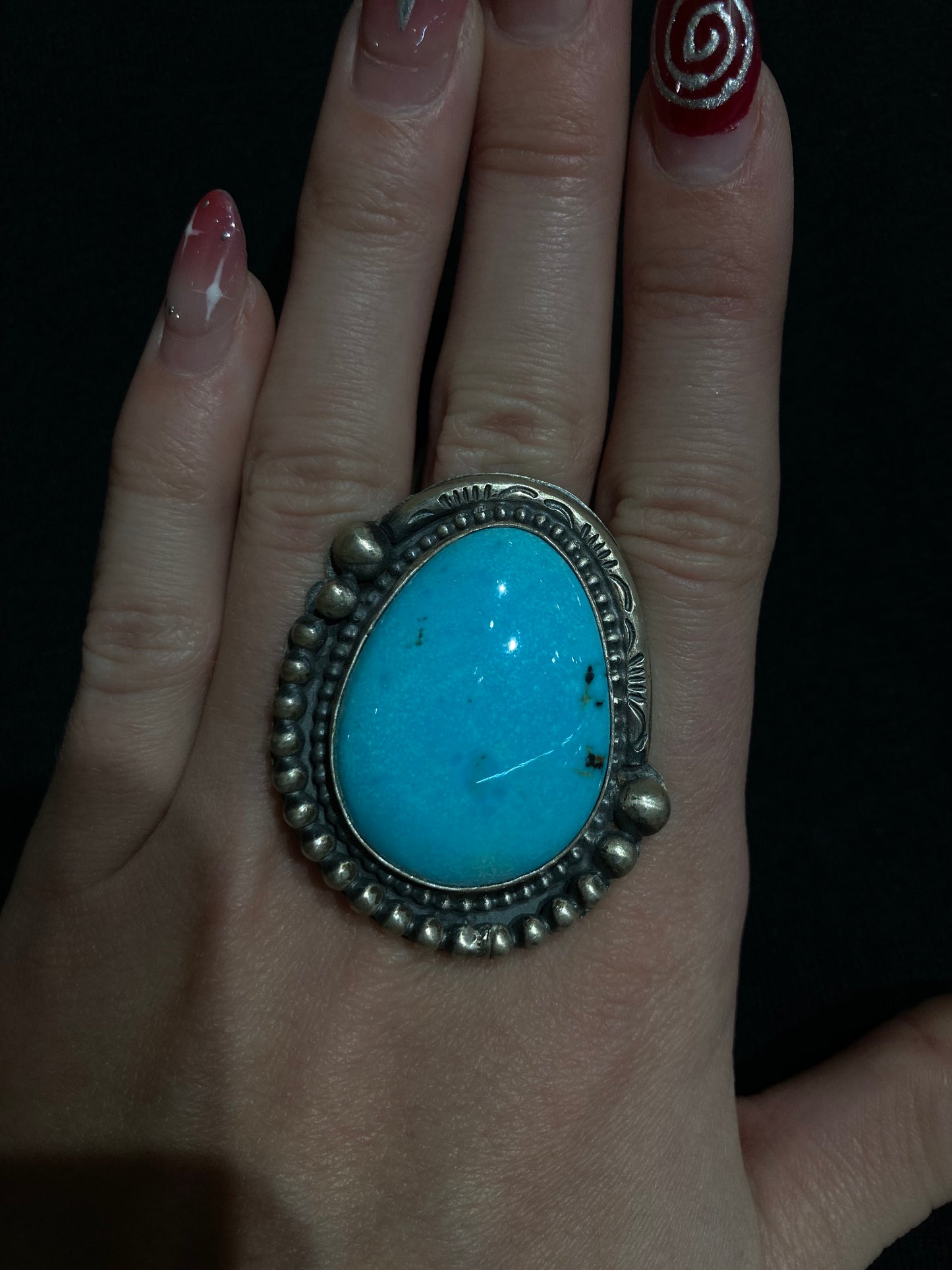 12.0 Sonoran Blue Turquoise Ring by Boyd Ashley, Navajo