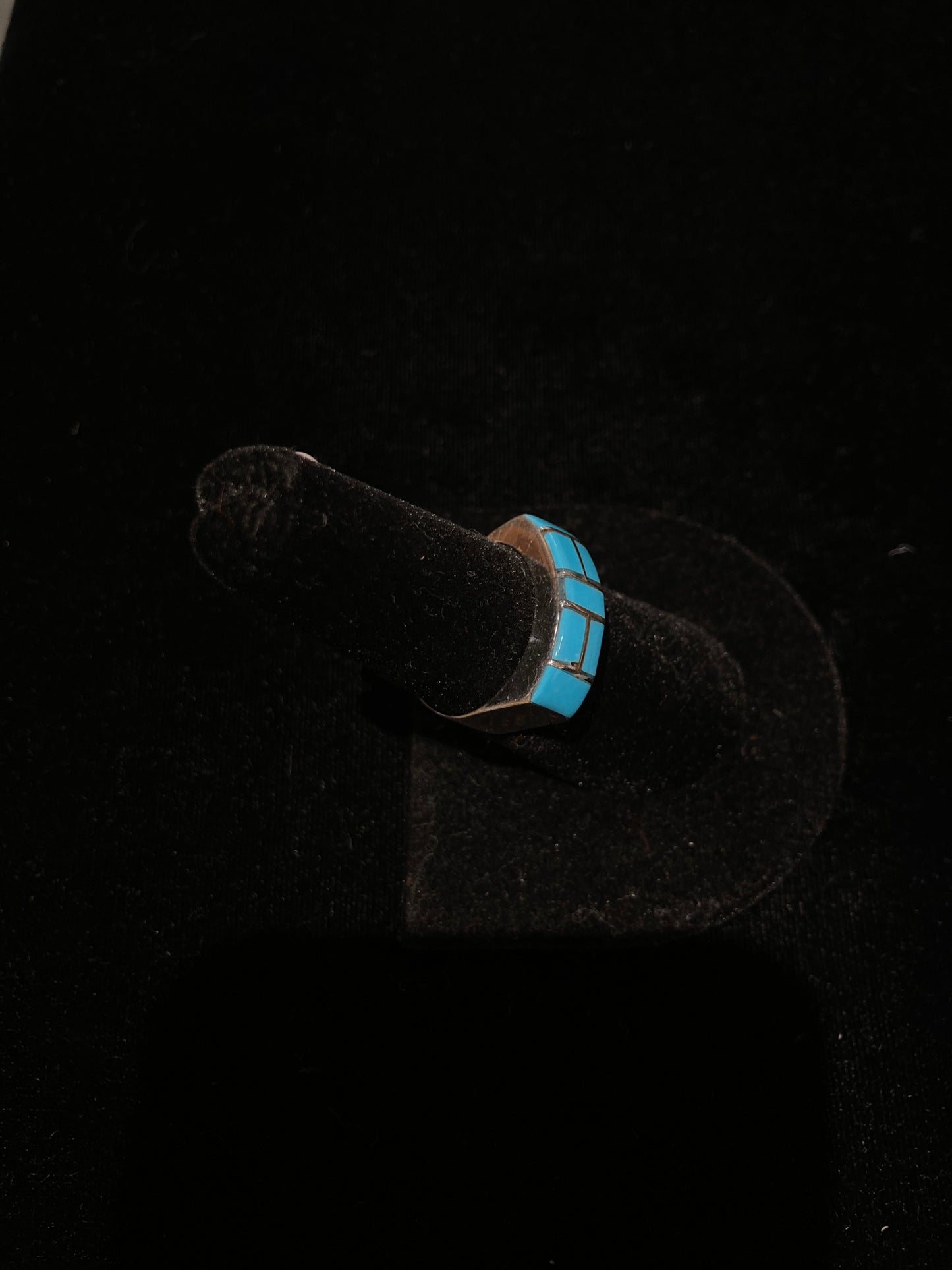 7.5 Inlay Turquoise Ring by Verna Kanesta, Zuni