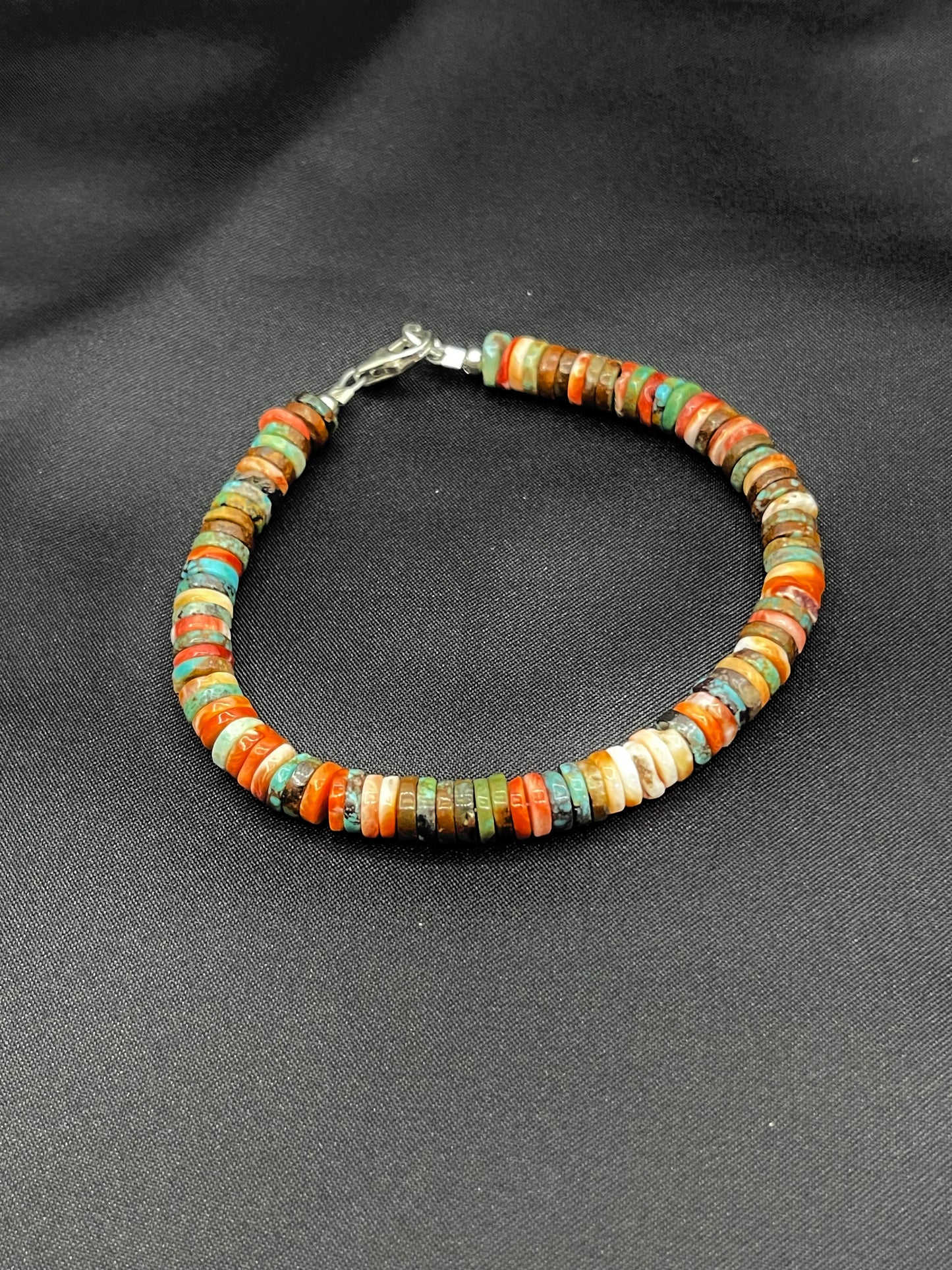 Turquoise & Orange Spiny Oyster Bracelet up to 6.75”