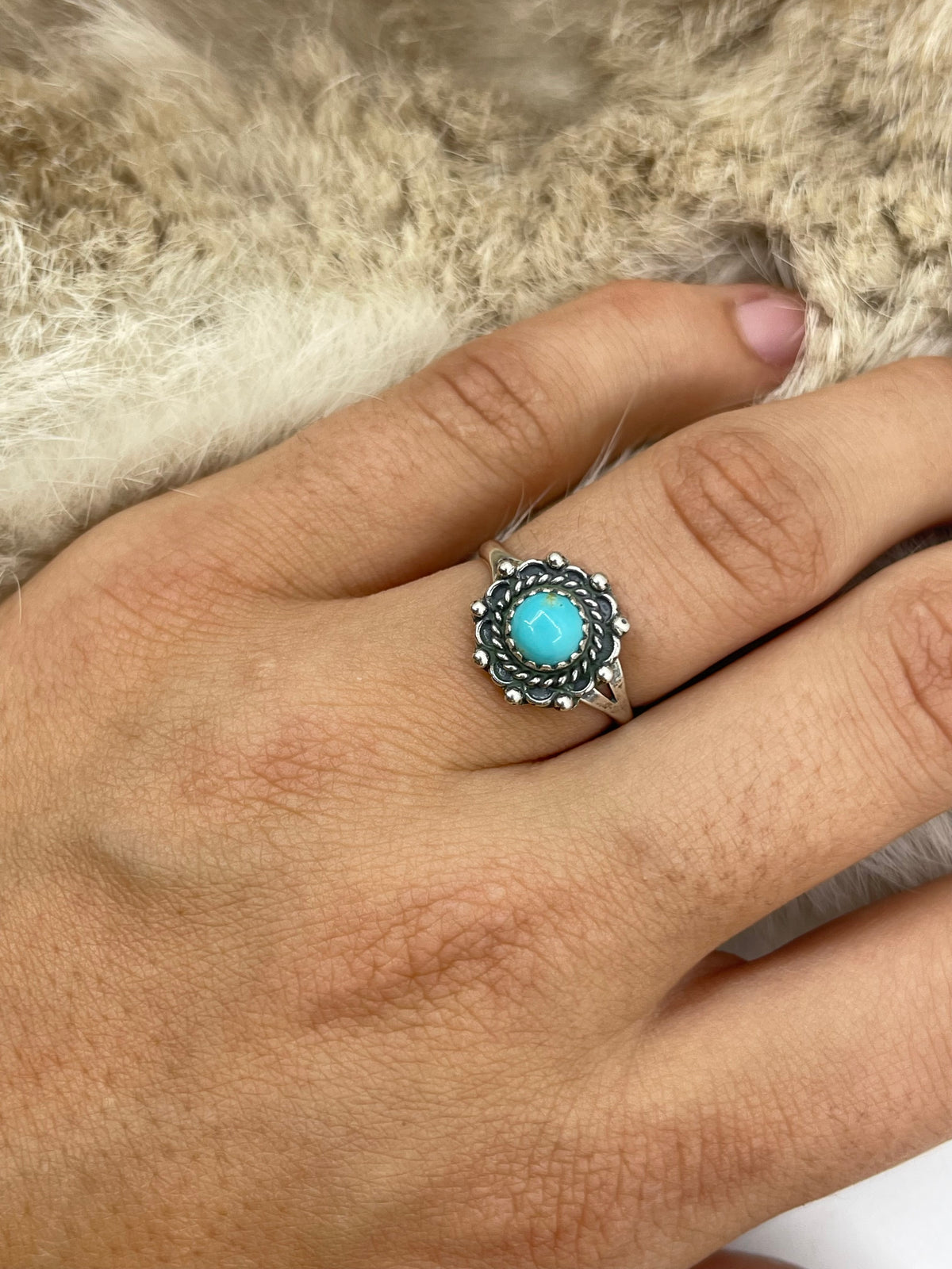 8.5 Turquoise Ring by Theresa Smith, Navajo