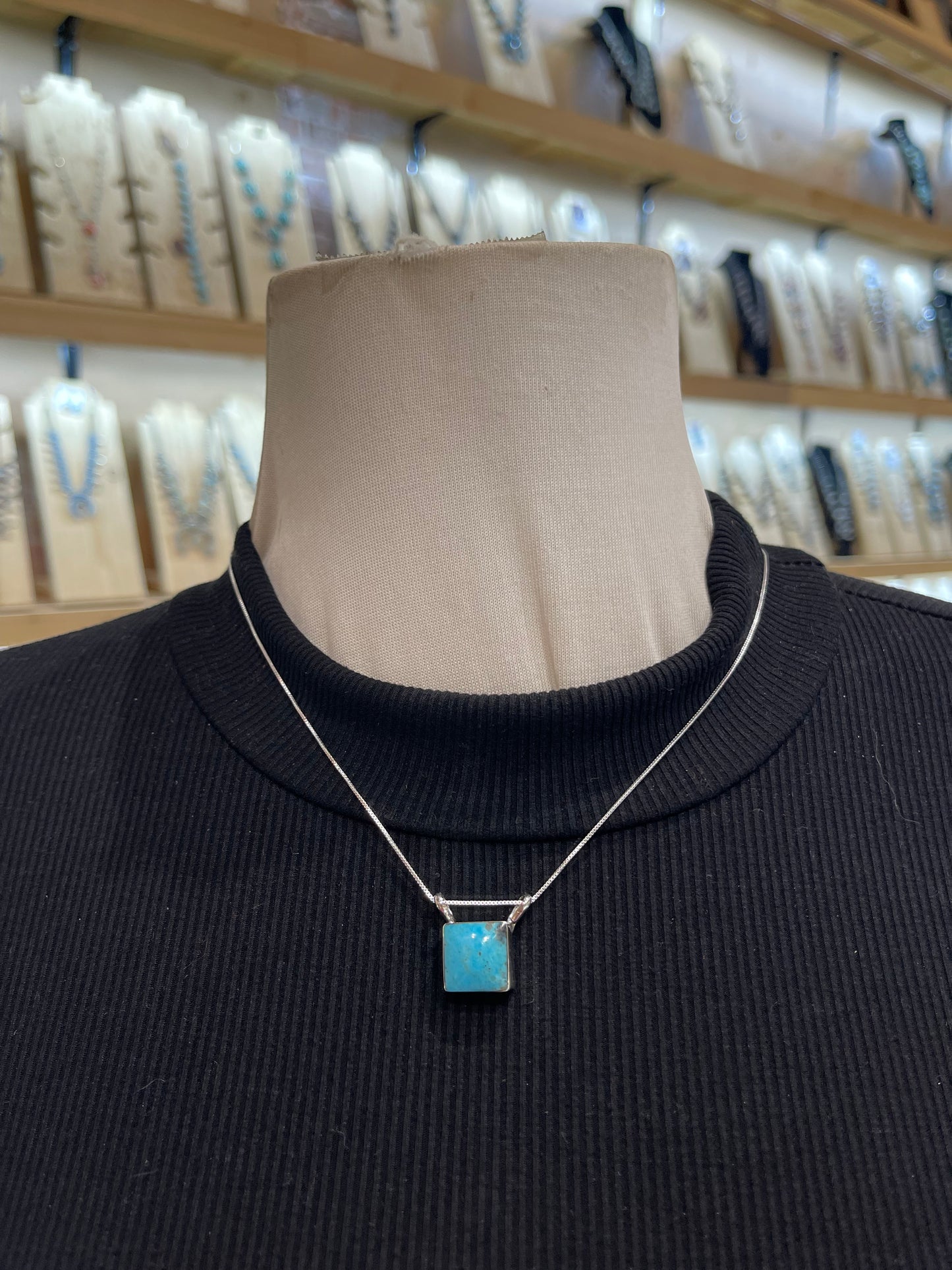 18" Square Turquoise Necklace by Ryntanna Yazzie, Navajo
