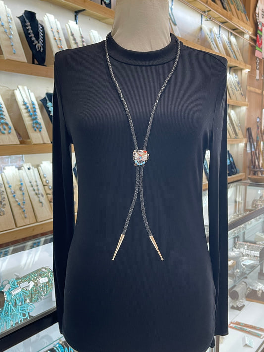 Peyote Bird Bolo Tie By Sherry Nastacio, Zuni