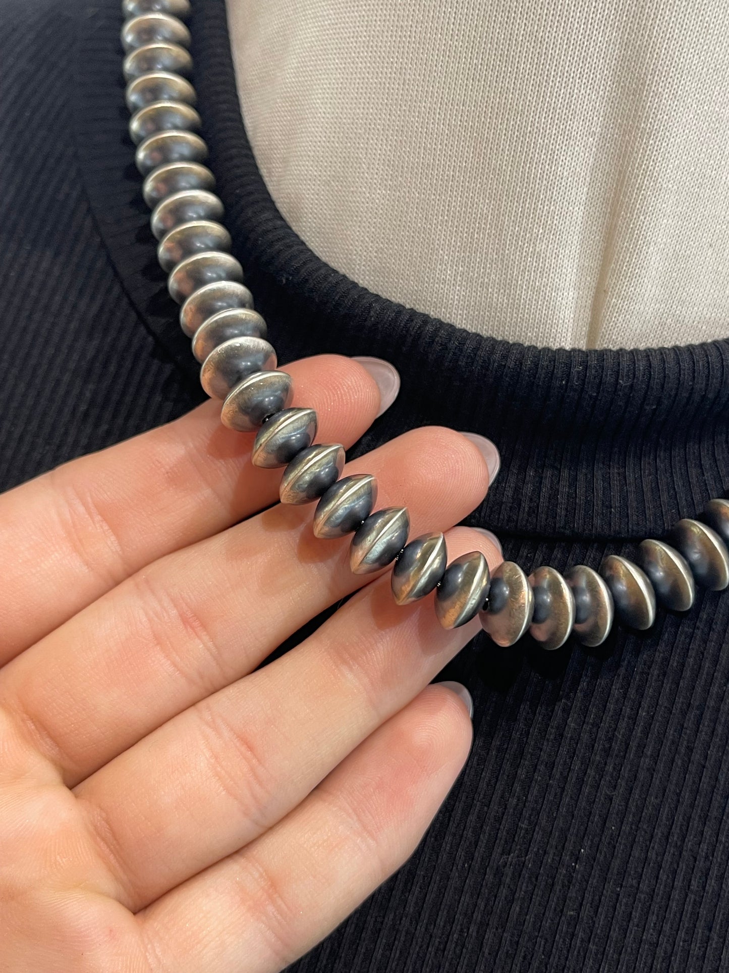 18" 1/2" 11mm Handmade Pearls by Bryannen Halwood, Navajo