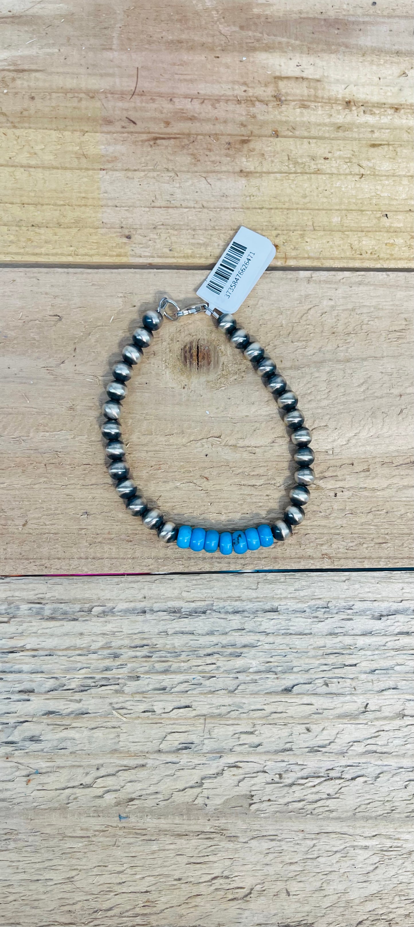 6mm Navajo Pearl and Sleeping Beauty Turquoise Clasp Bracelet