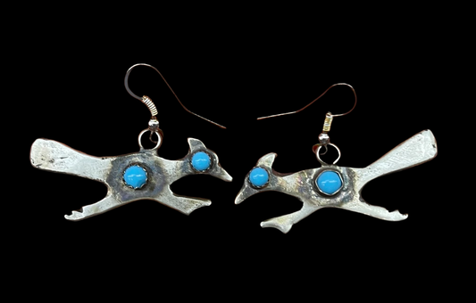 Road Runner with Kingman Turquoise Dangle Earrings