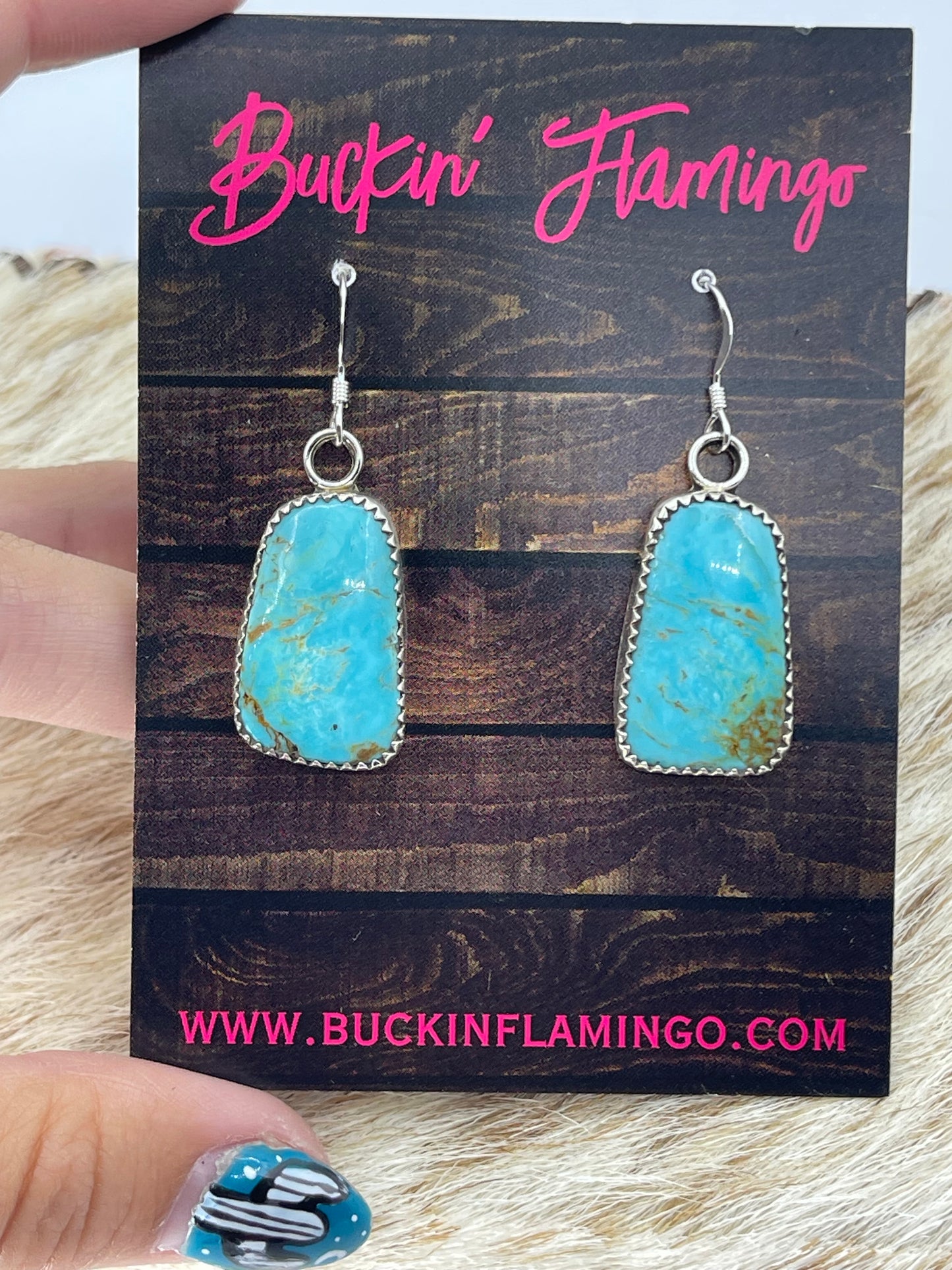 Turquoise Dangle Earrings by Hiram Largo, Navajo