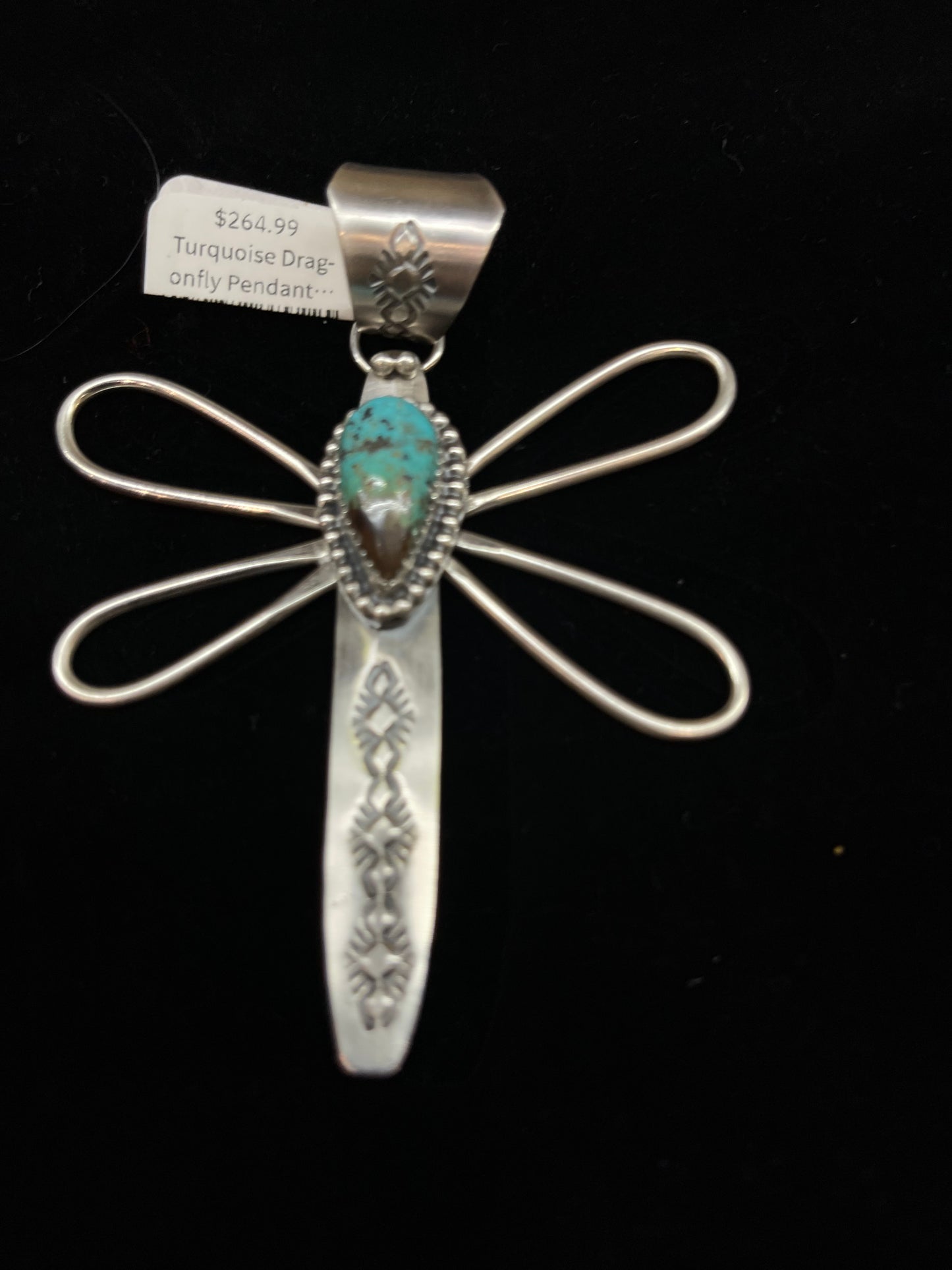 Turquoise Dragonfly Pendant with a 15mm Bale by Calvin Delgarito, Navajo