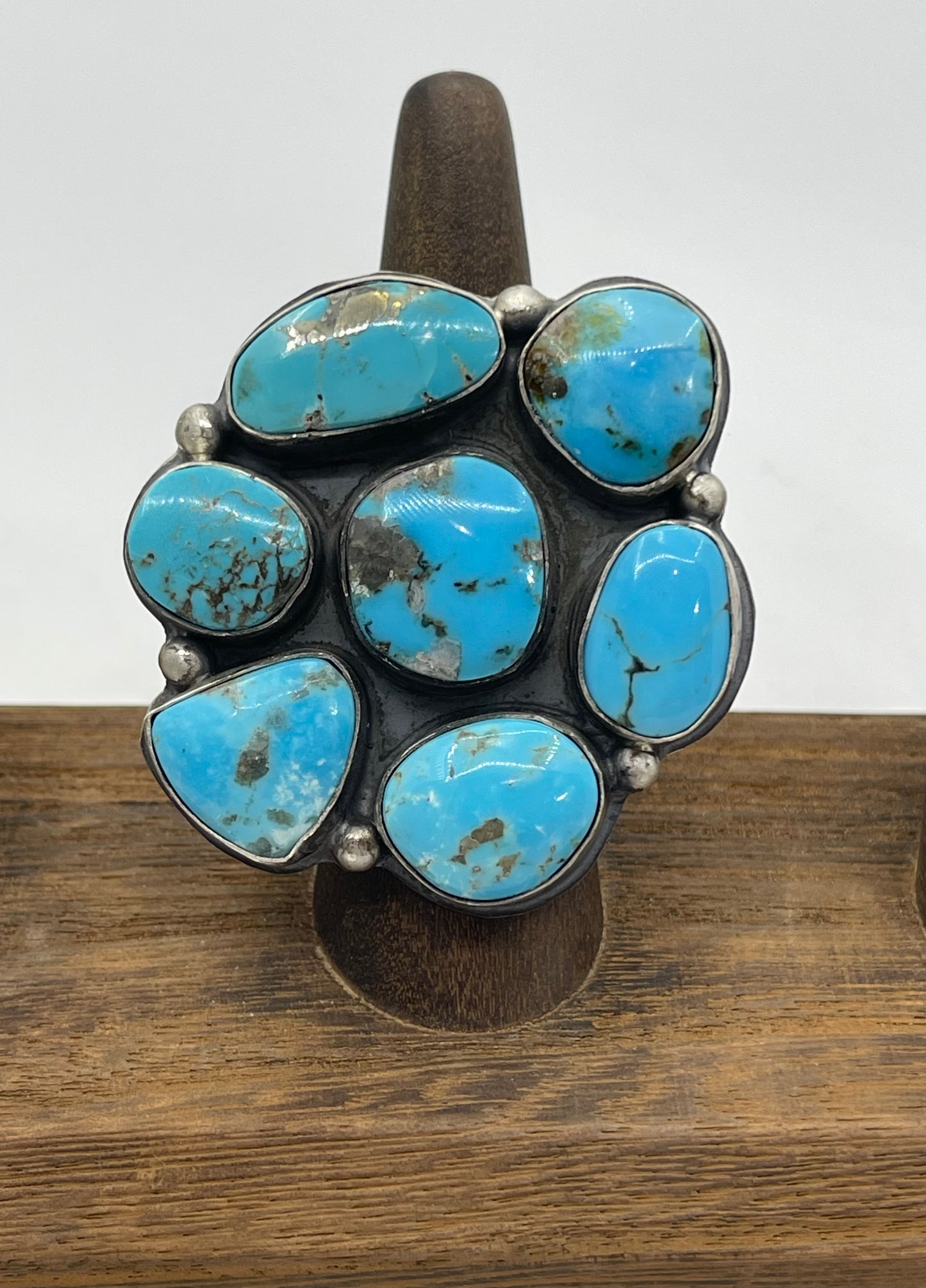 Adjustable Kingman Turquoise Cluster Ring