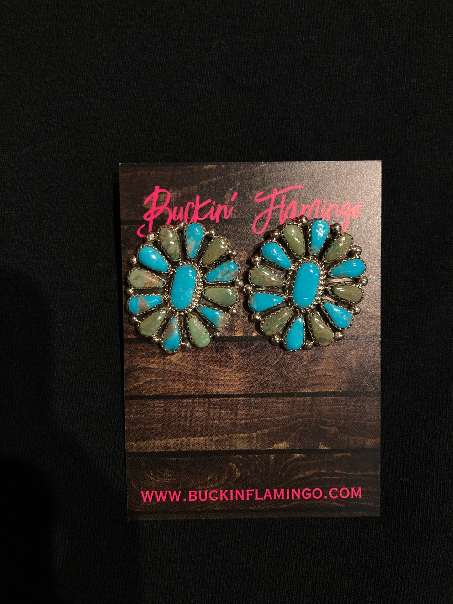 Turquoise Cluster Post Earrings by Alicia Wilson, Navajo