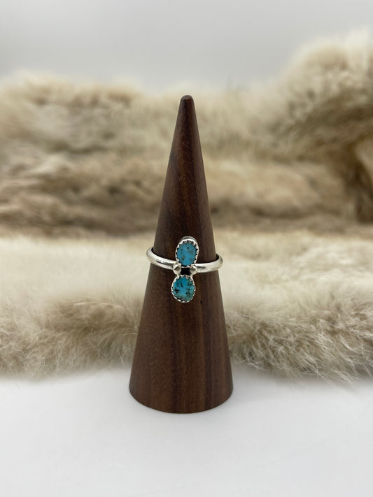 8.0 2 Stone Turquoise Ring Navajo