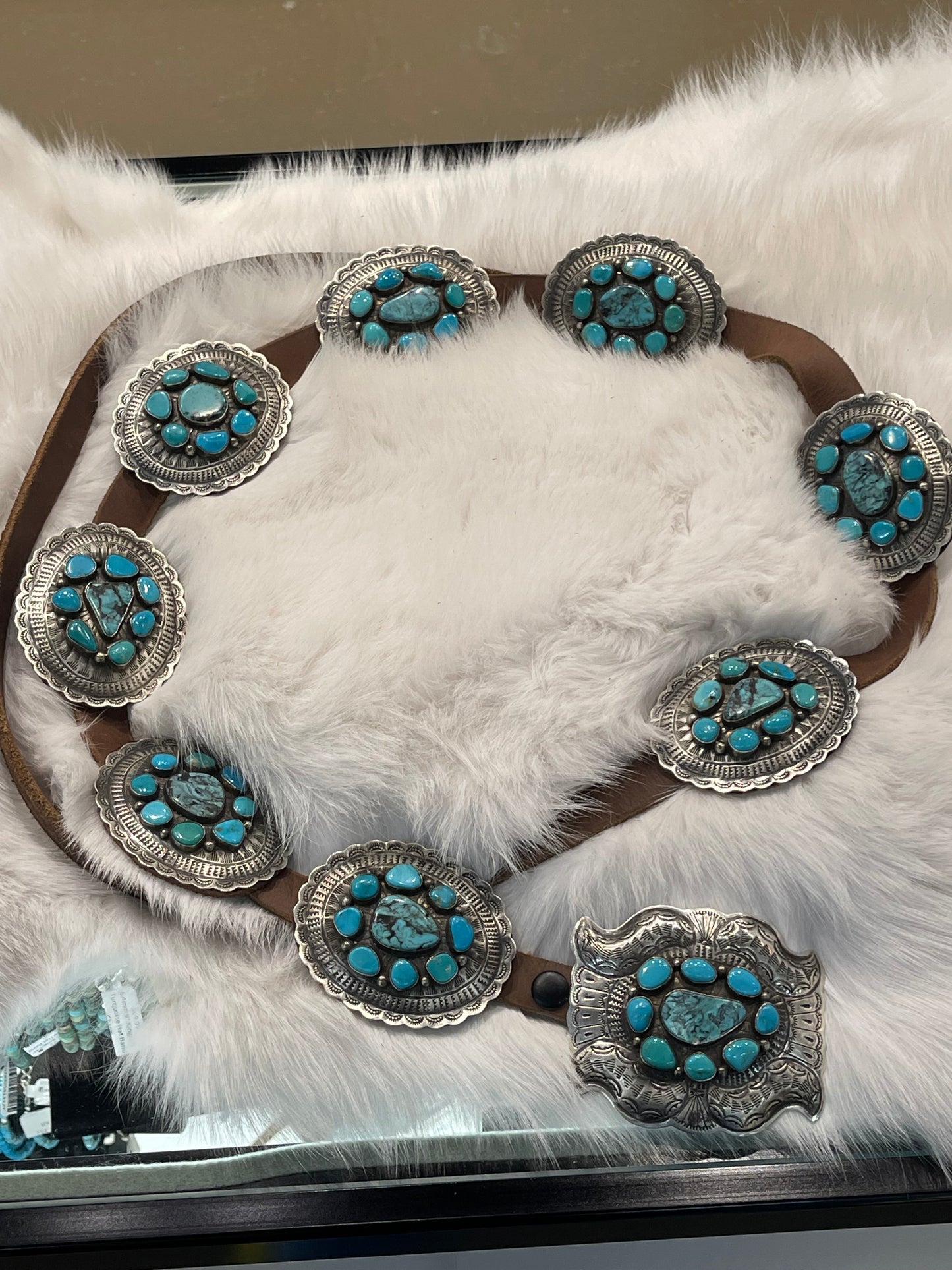 Silver Concho Belt with Turquoise