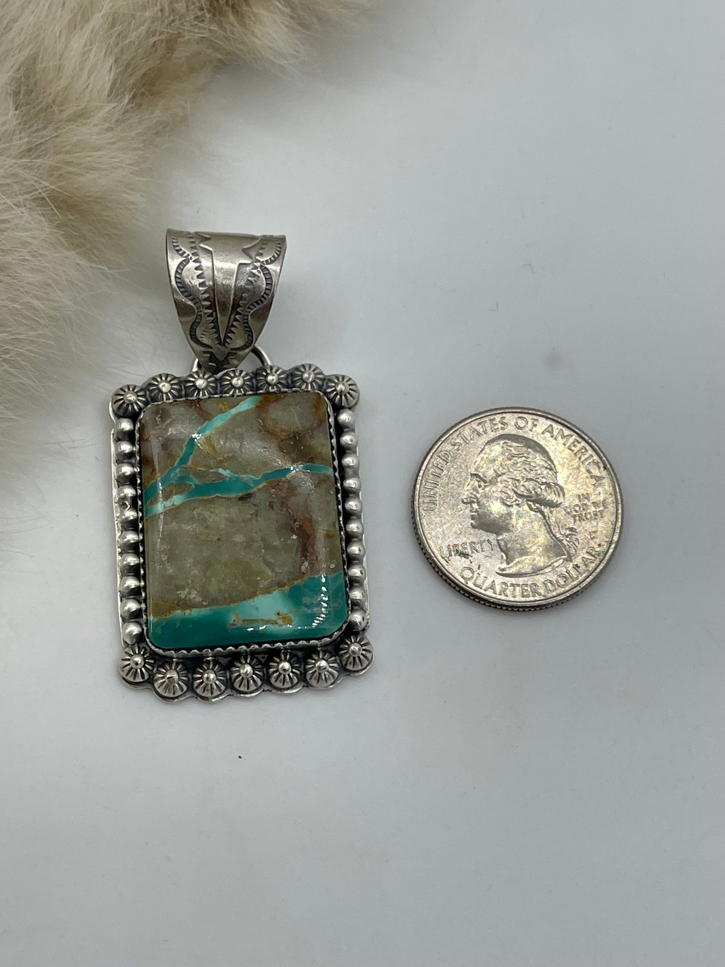 Boulder Ribbon Turquoise Pendant by Jeff Largo, Navajo
