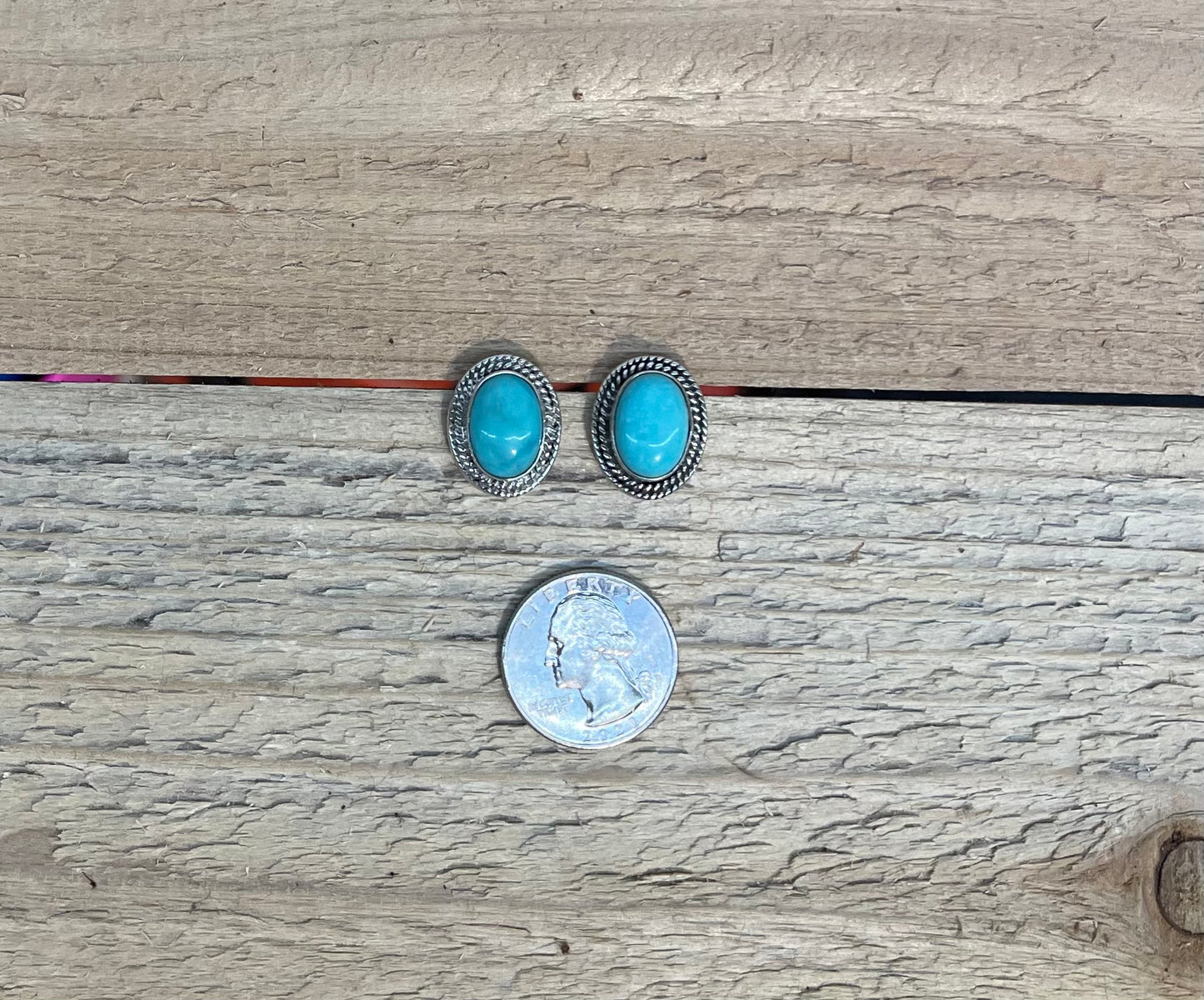 Oval Turquoise Post Earrings