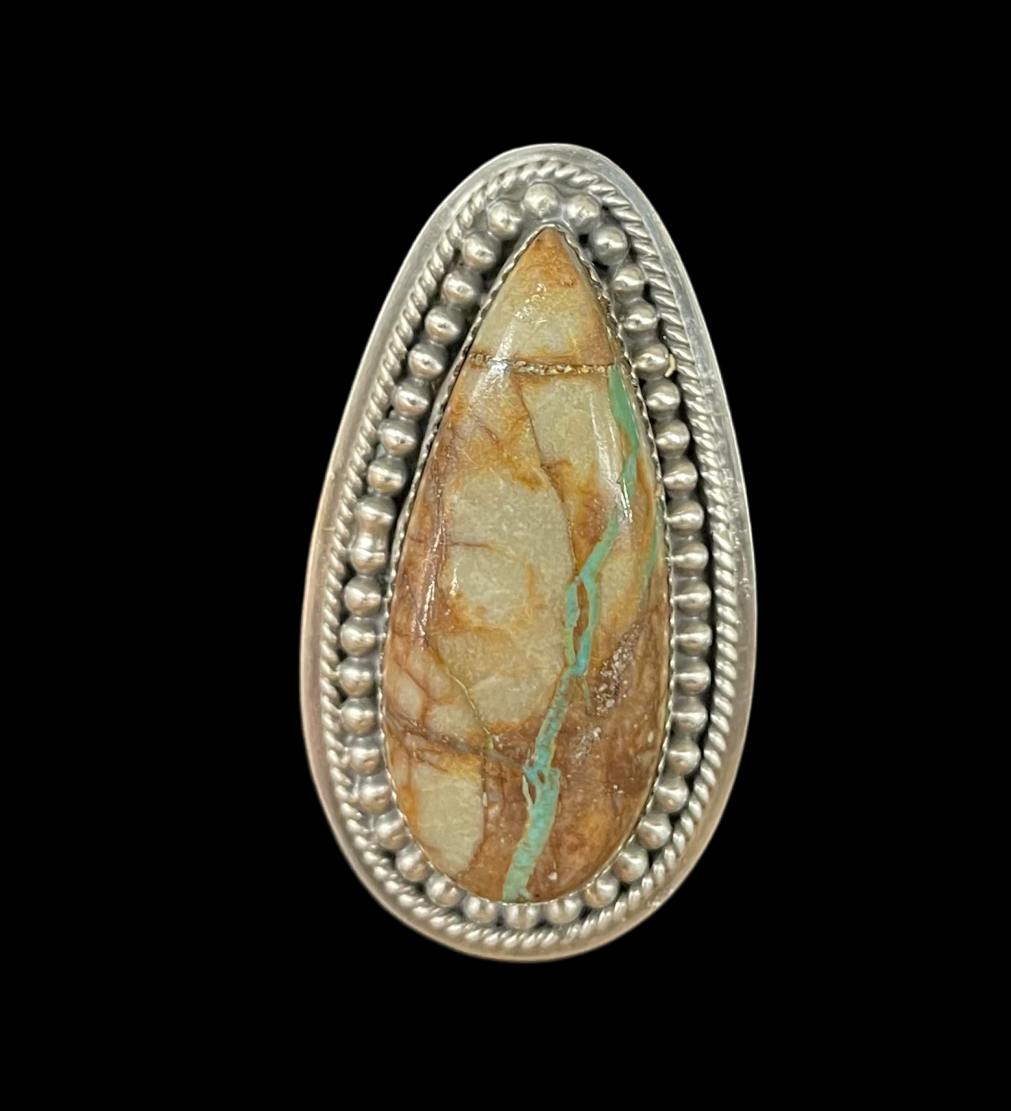 8.5 Ribbon Turquoise Ring by Kevin Nez, Navajo