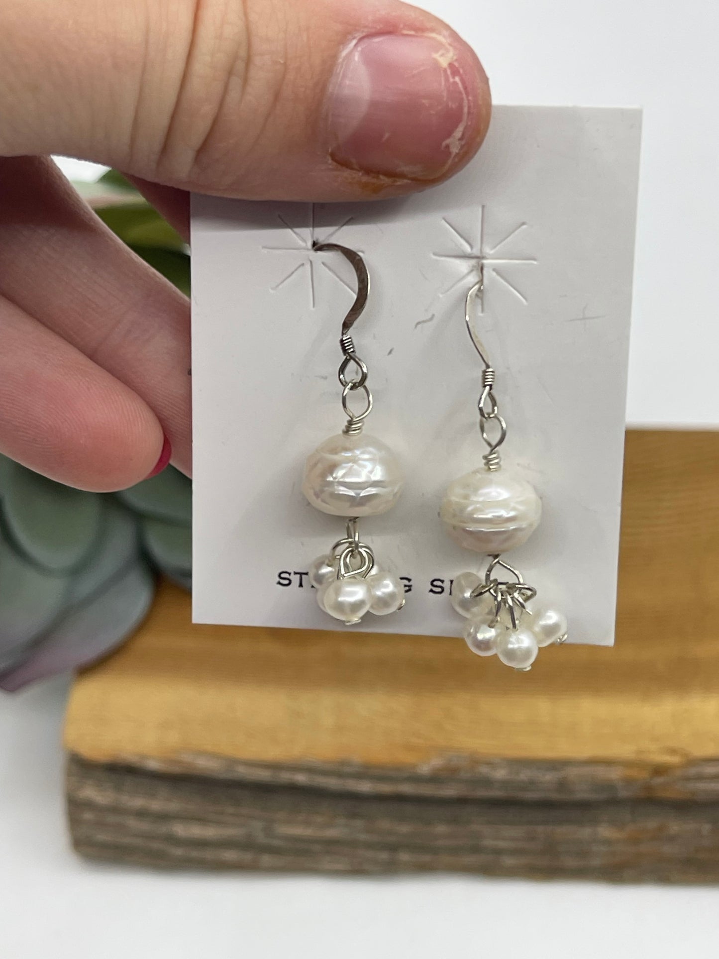 Faceted Freshwater Pearls Dangle Earrings