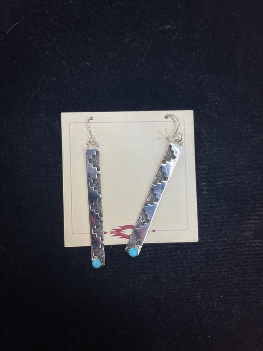 Silver Overlay Earrings with Sleeping Beauty Turquoise by Marie Jackson, Navajo