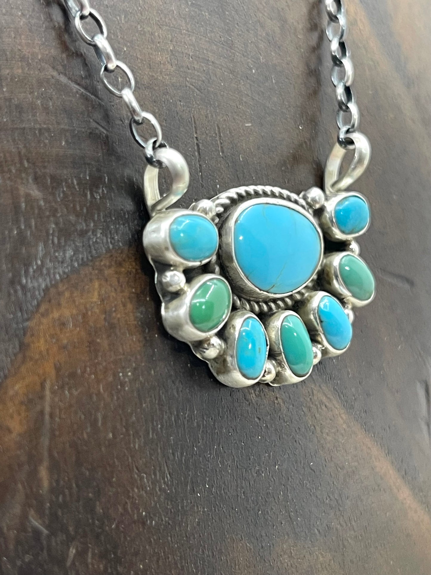 LOT 4 B 1/4 16" Half Cluster Turquoise Necklace