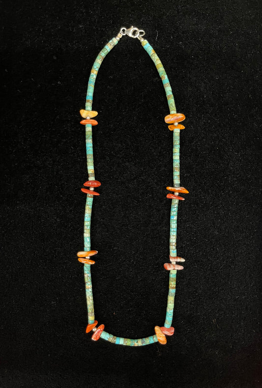 Turquoise Heishi Beads with Spiny Oyster Shell