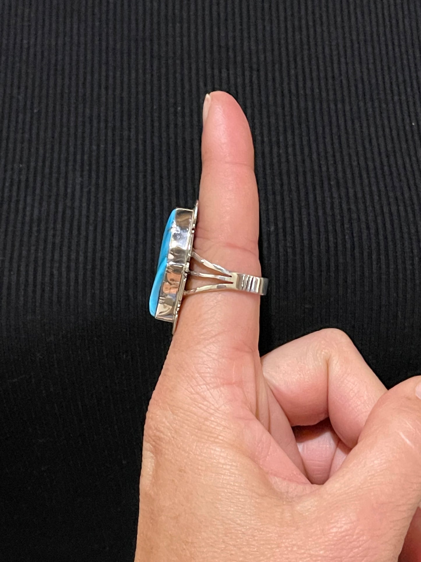 9.5 Turquoise Ring by Evelyn Bahe, Navajo