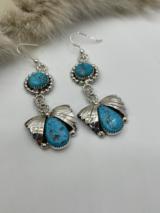 2 Stone Dangle Earrings By Lyolita Tsattie, Zuni