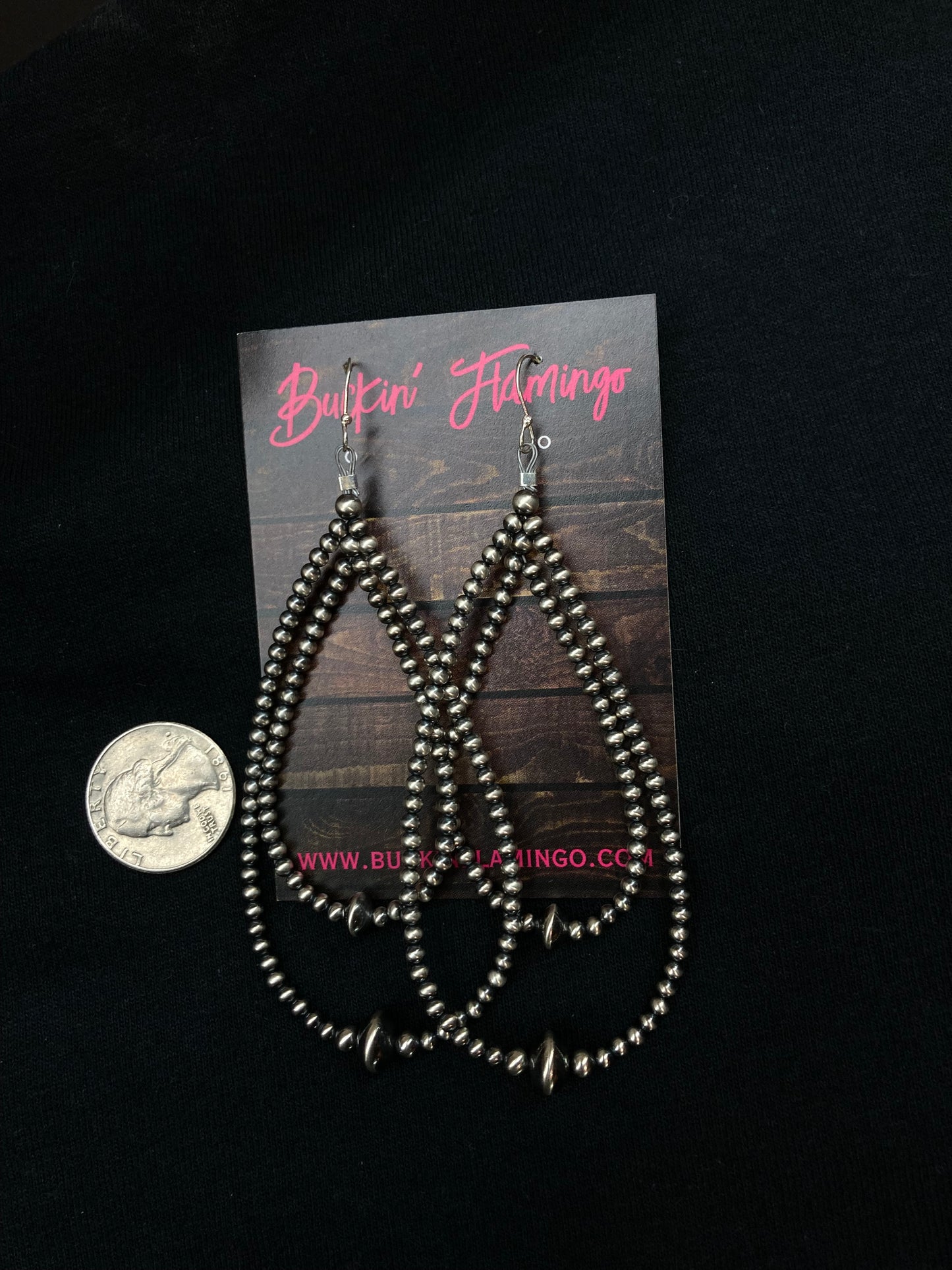 3mm-9mm Double Teardrop Navajo Pearls Dangle Earrings