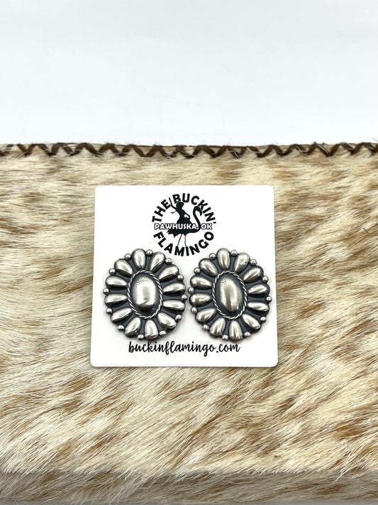 Silver Cluster Top Post Earrings by Jimson Belin, Navajo