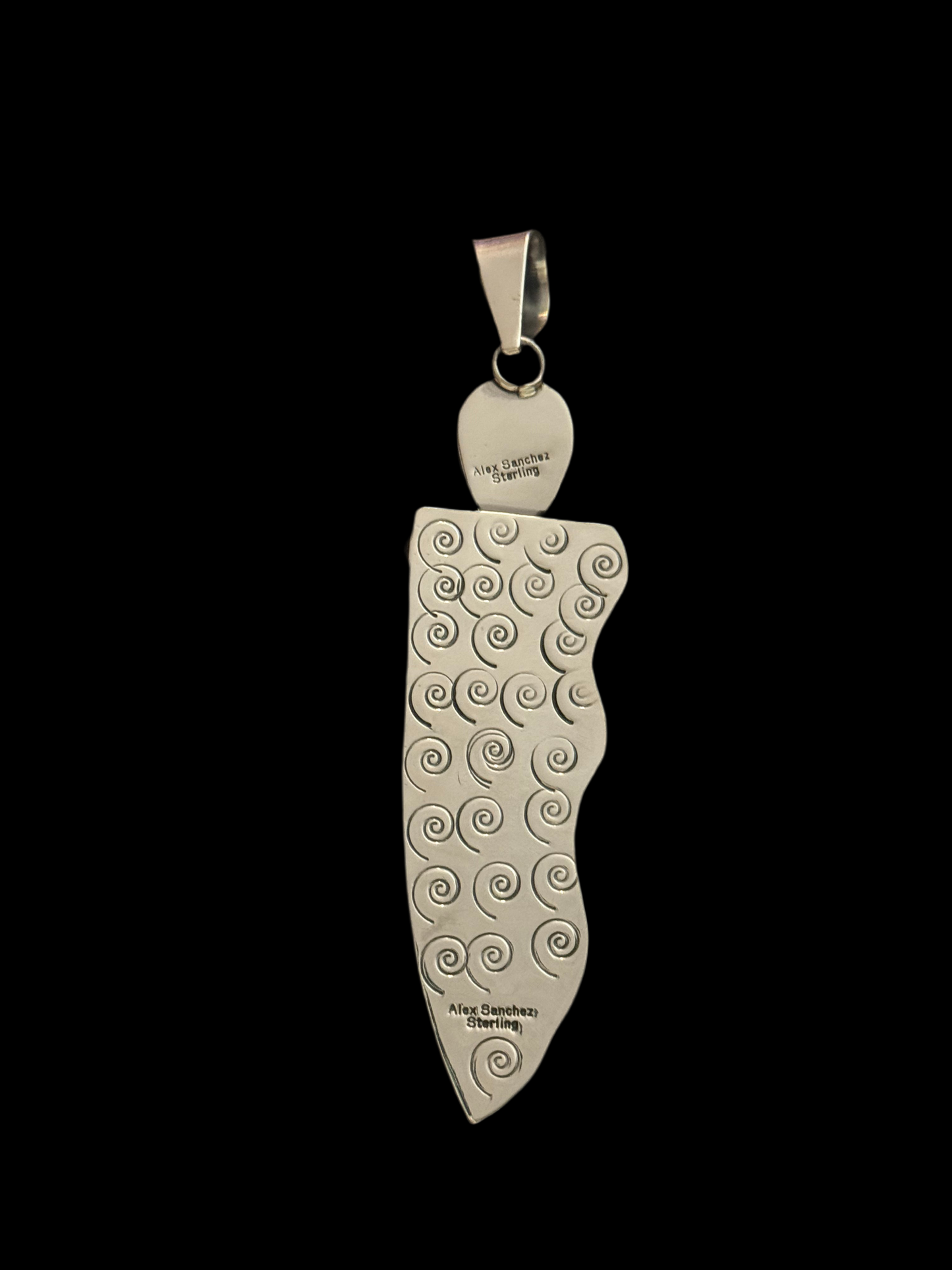 Grandma Petroglyph Pendant with Kingman Web Turquoise by Alex Sanchez, Navajo