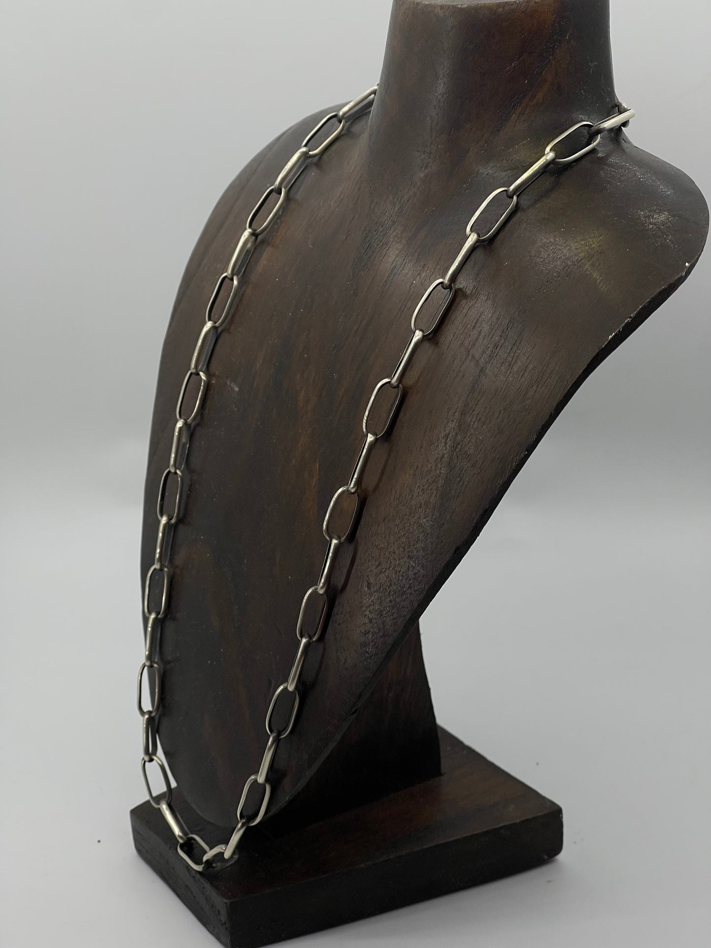 22" Silver Handmade Paperclip Chain by Kevin Shorty, Navajo