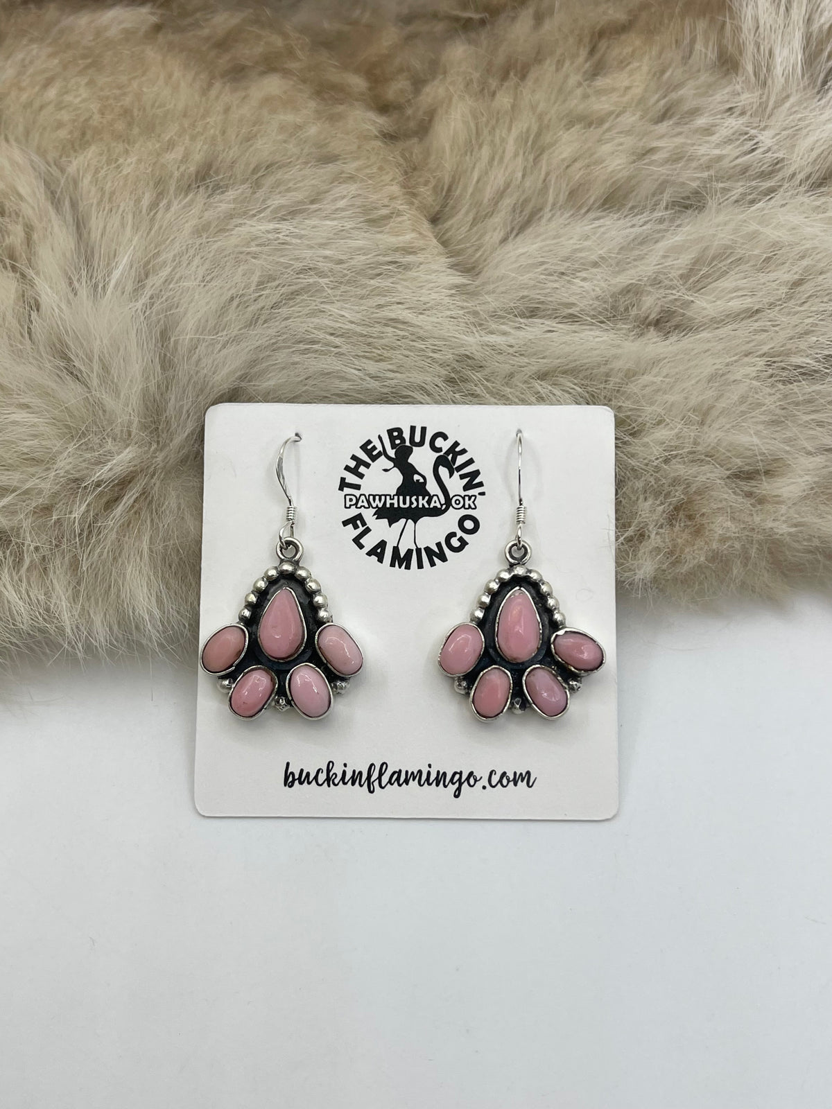 Pink Conch Shell Earrings by Gary Shorty, Navajo