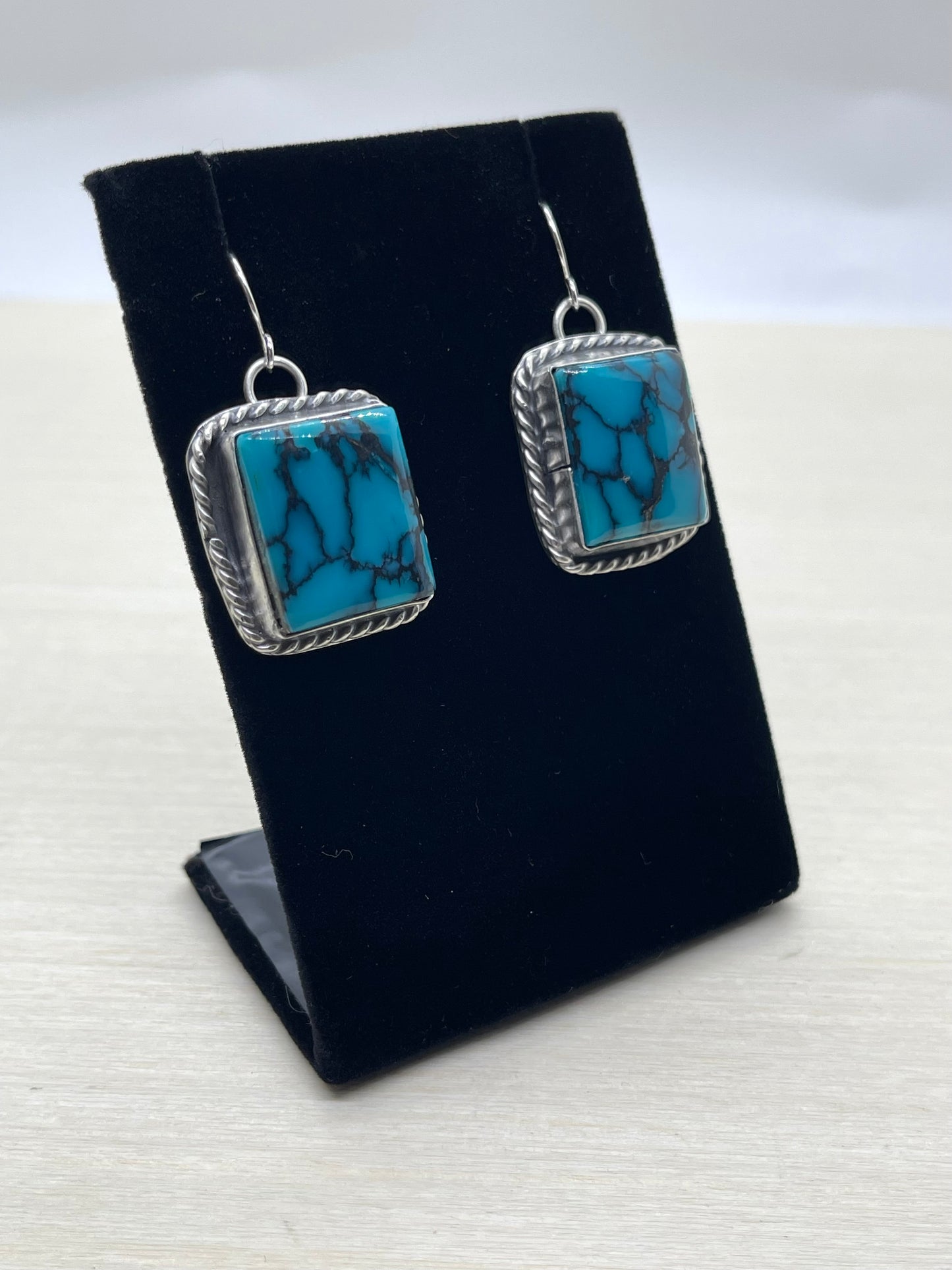 Egyptian Turquoise Rectangle Earrings by Boyd Ashley, Navajo